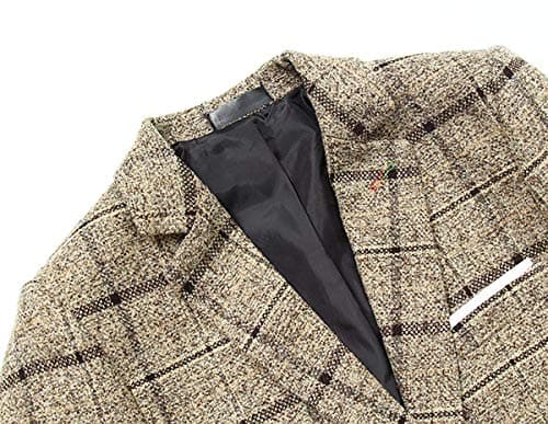 Cloudstyle Men's 3-Piece Plaid Slim Fit Wedding Suit