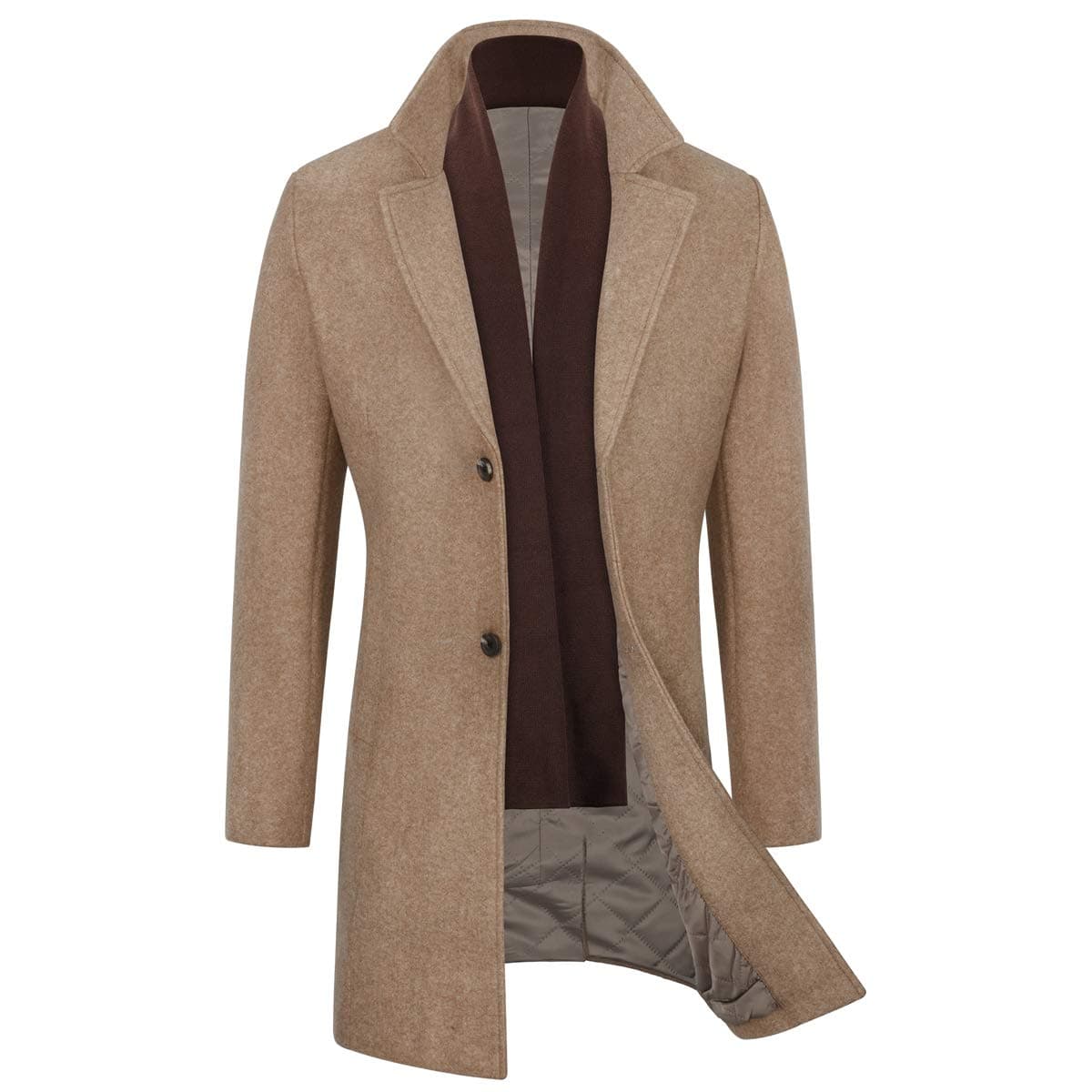 WULFUL Men's Slim Fit Wool Trench Coat Winter Coat