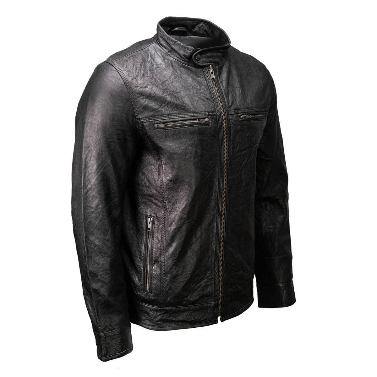 Milwaukee SFM1866 Classic Men's Black Premium Leather Motorcycle Jacket