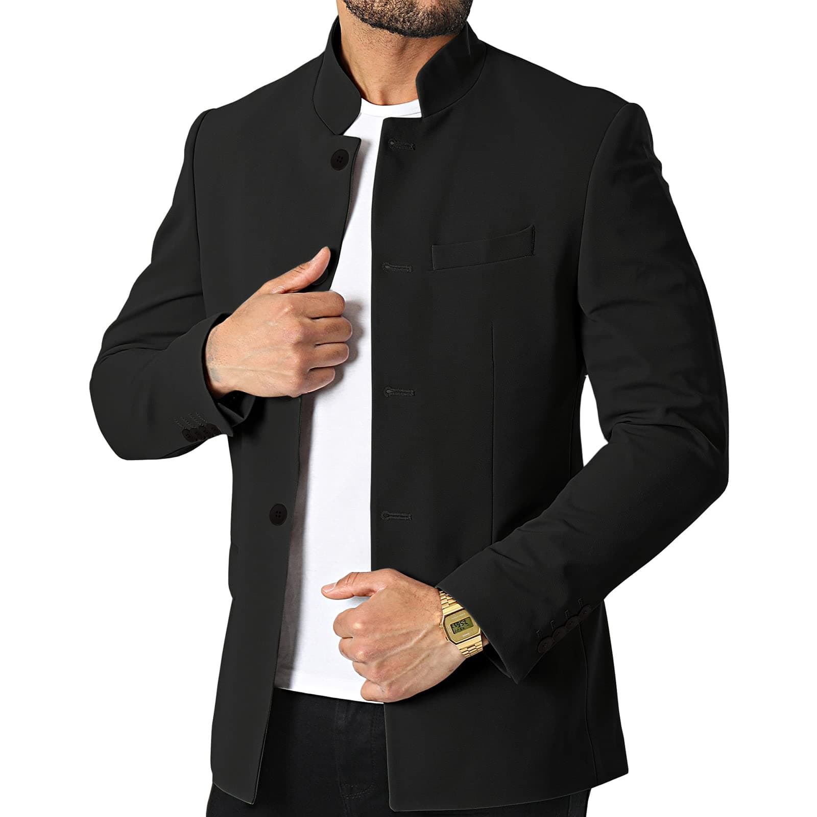 THWEI Mens Casual Suit Blazer Jackets with Stand Collar Sport Coats