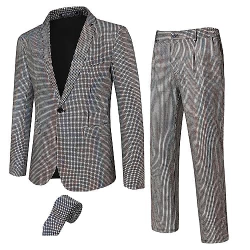 WULFUL Men's 70s Disco Outfit Sequin Jacket & Pants for Halloween Party