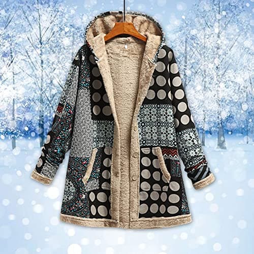 Fartey Sherpa Lined Thick Winter Jacket for Women Warm Hooded Coat