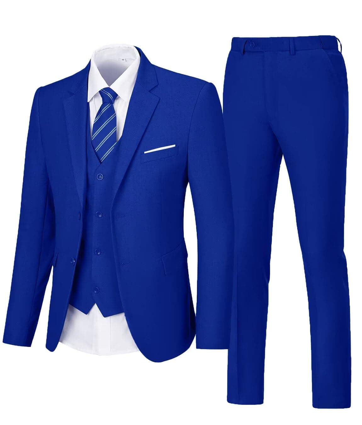 Aowdoy Men's 3-Piece Slim Fit Tuxedo Suit 2 Buttons for WeddingsProm Business