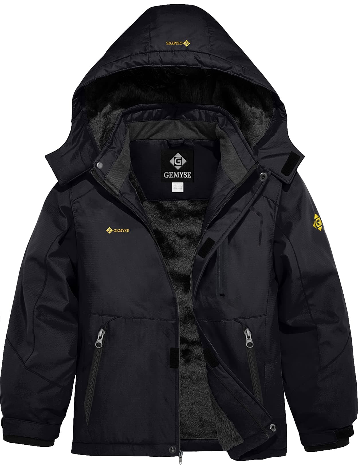 GEMYSE Boy's Black Waterproof Ski Jacket (6/7)