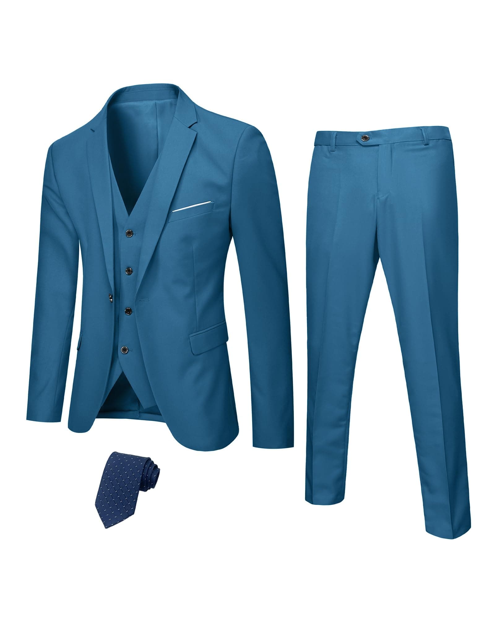 Men's Slim Fit 3-Piece Suit Set with Stretch Fabric