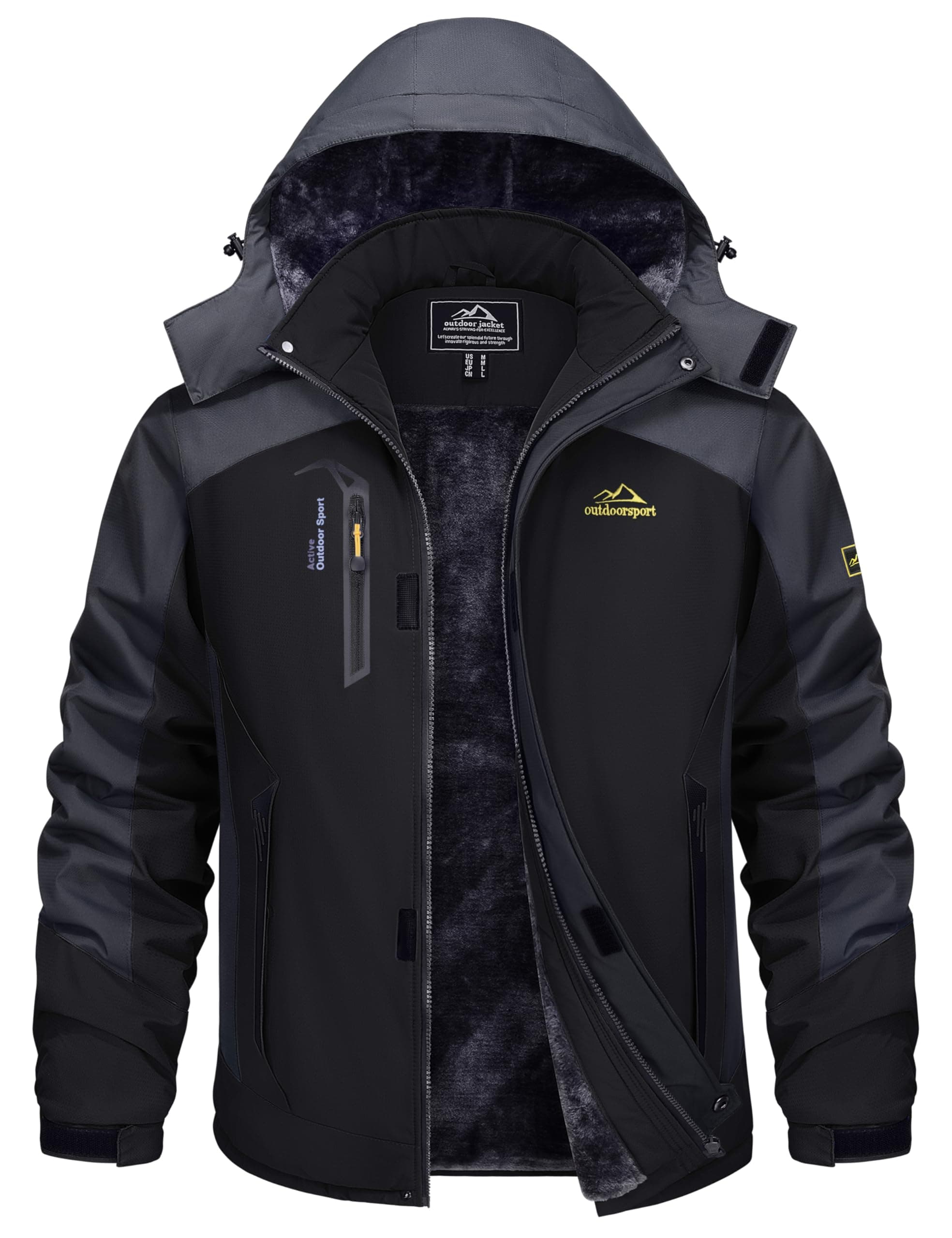 TACVASEN Men's Winter Water-Resistant Fleece Snow Ski Military Tactical Parka Jacket Raincoat