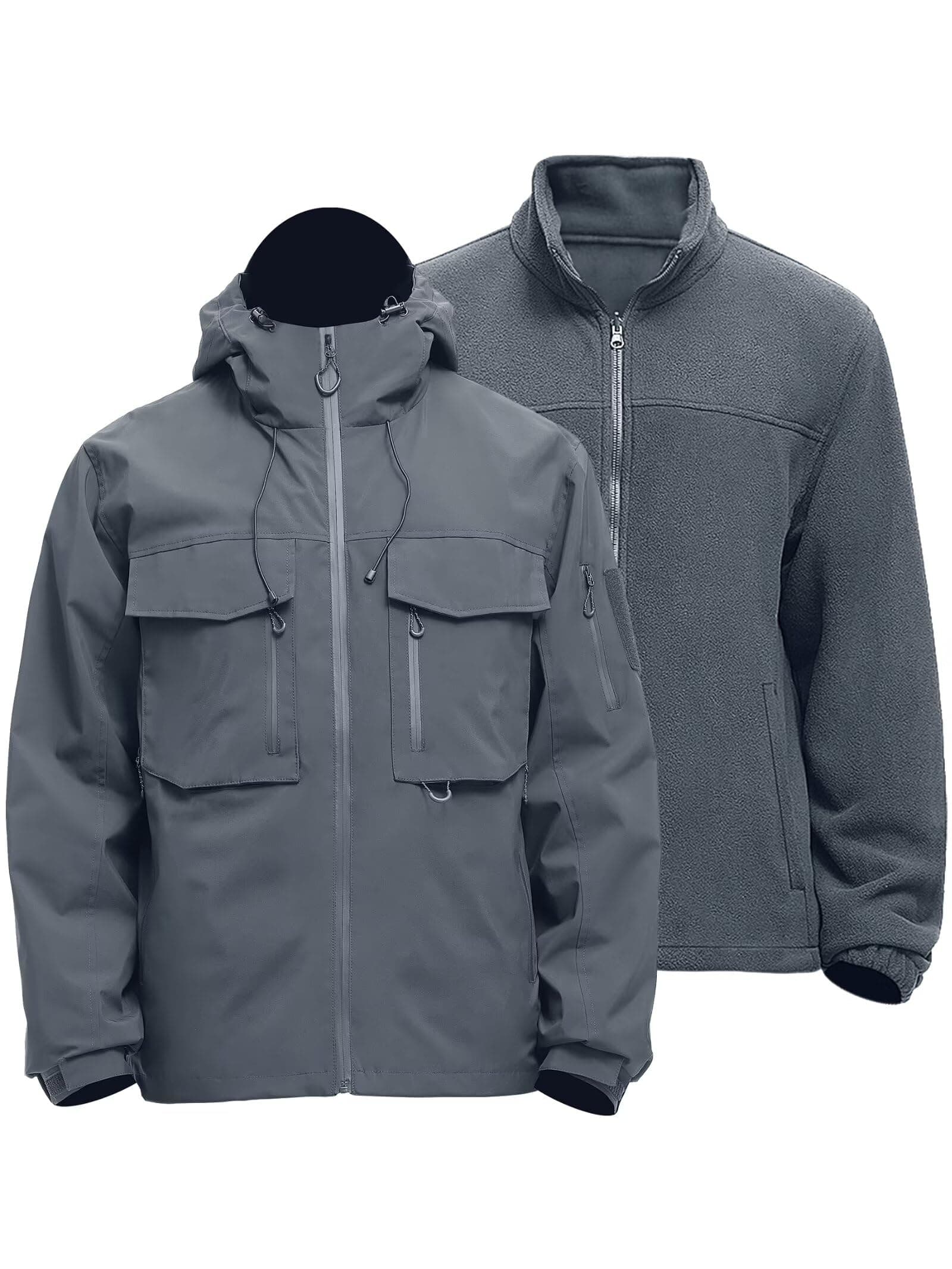 Rejork Men's 3-in-1 Waterproof Winter Ski Jacket with Windbreaker and Thermal Fleece Liner