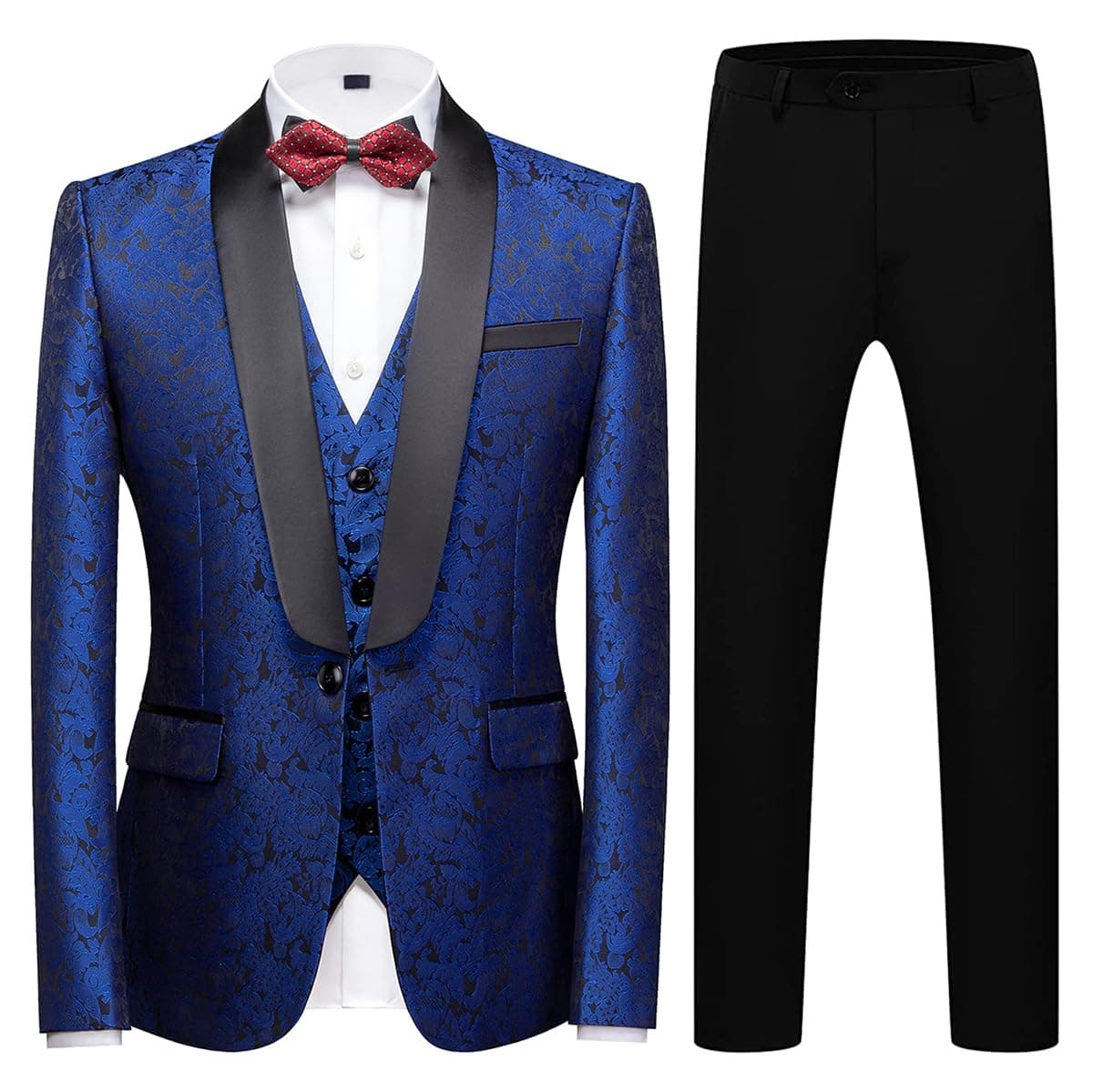 KUDORO Slim Fit 3 Piece Men's Formal Tuxedo Suit for Wedding Prom
