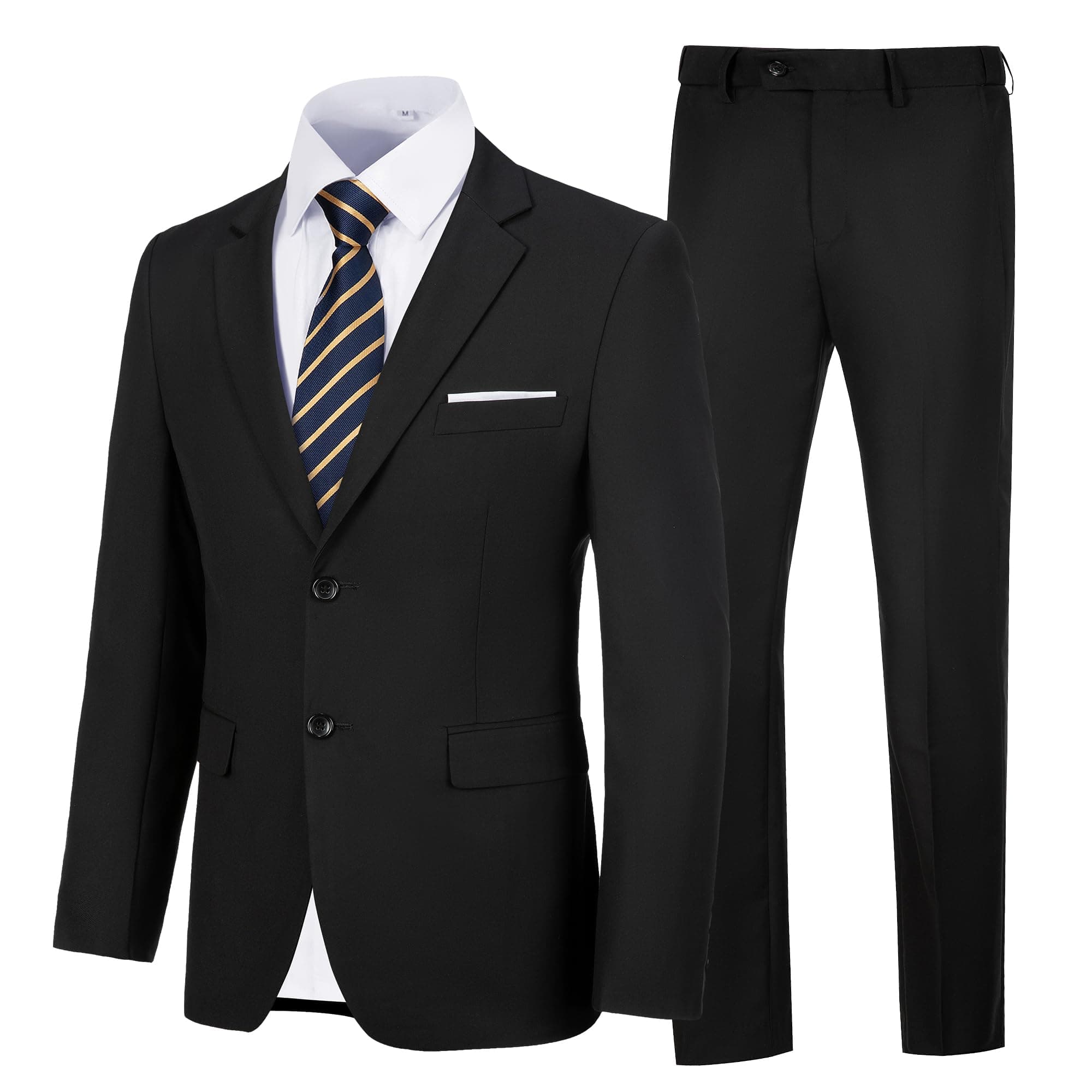 Amyox Men's Slim Fit Two Piece Wedding Prom Suit Jacket & Pants Set
