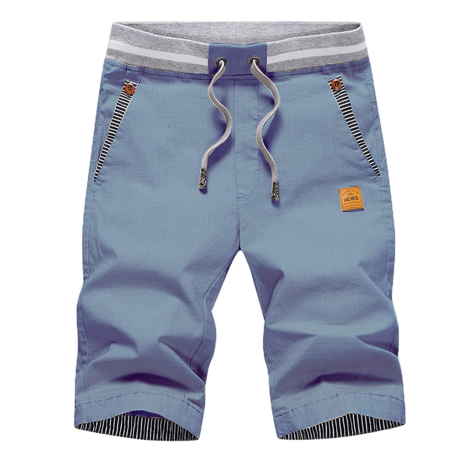 JustSun Men's Classic Fit Cotton Shorts with Elastic Waist and Pockets