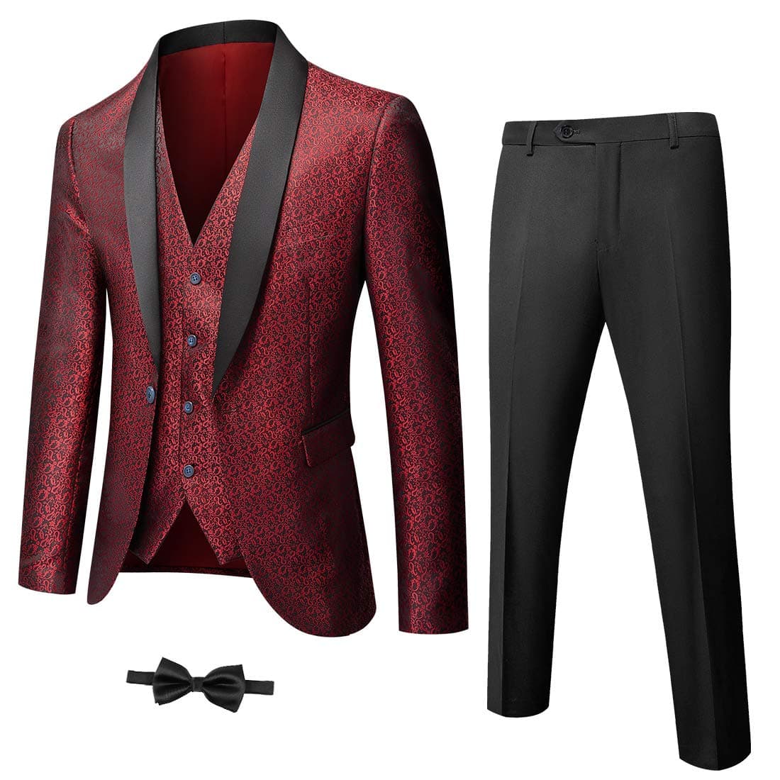 YND Men's Slim Fit Tuxedo Set with Shawl Collar Jacket & Pants