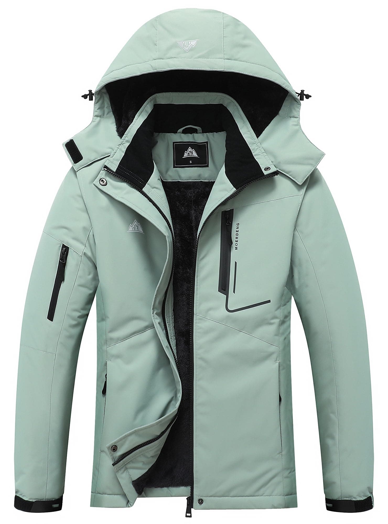 MOERDENG Women's Waterproof Hooded Ski Jacket