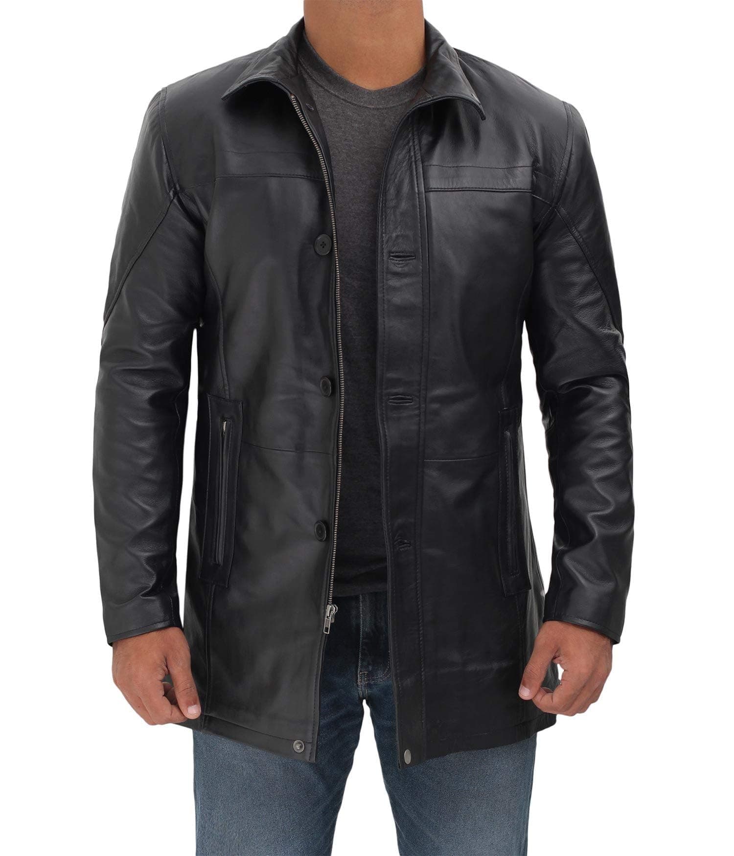 Blingsoul Black/Brown Leather Jacket for Men
