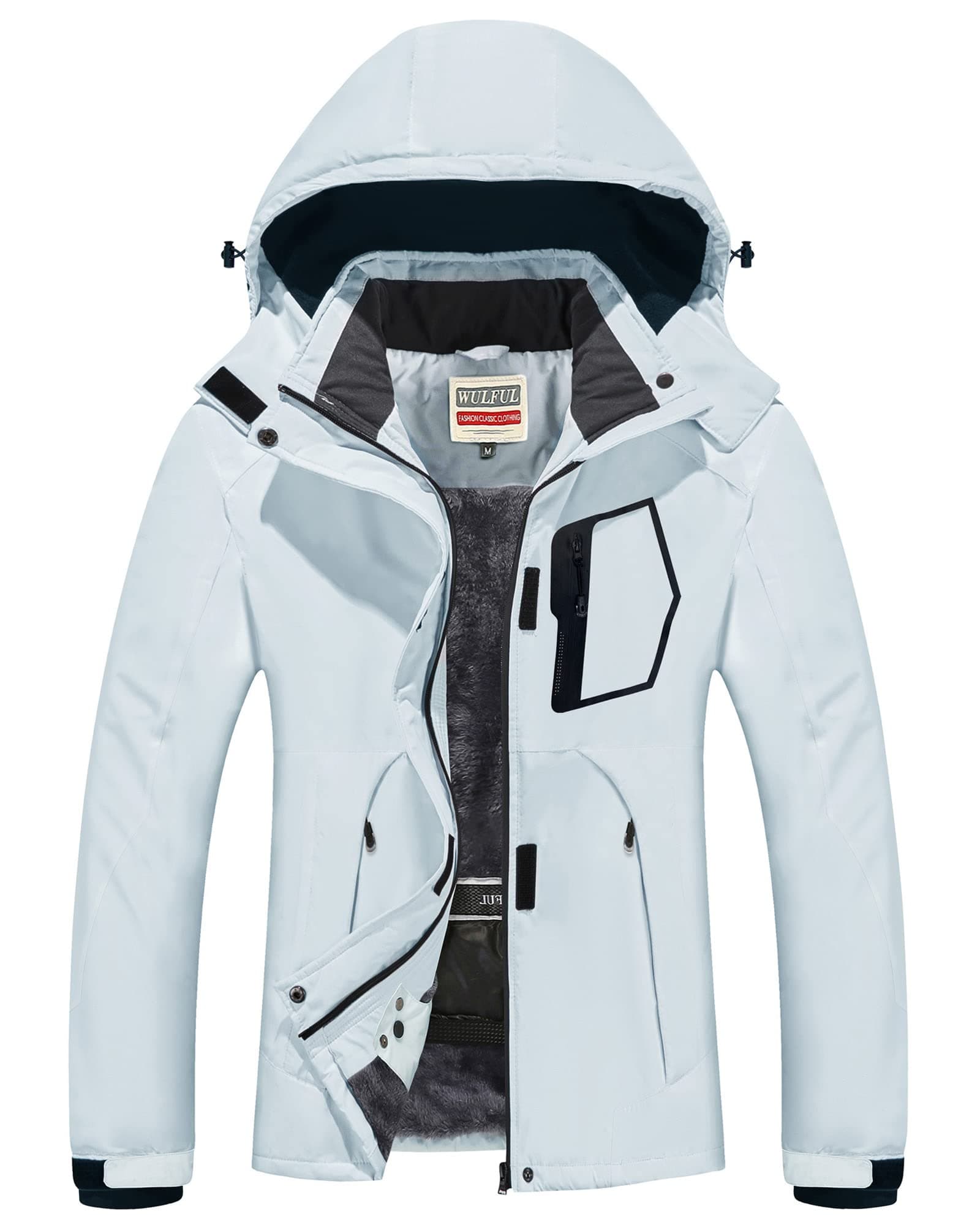 Women's Waterproof Snow Ski Jacket with Detachable Hood
