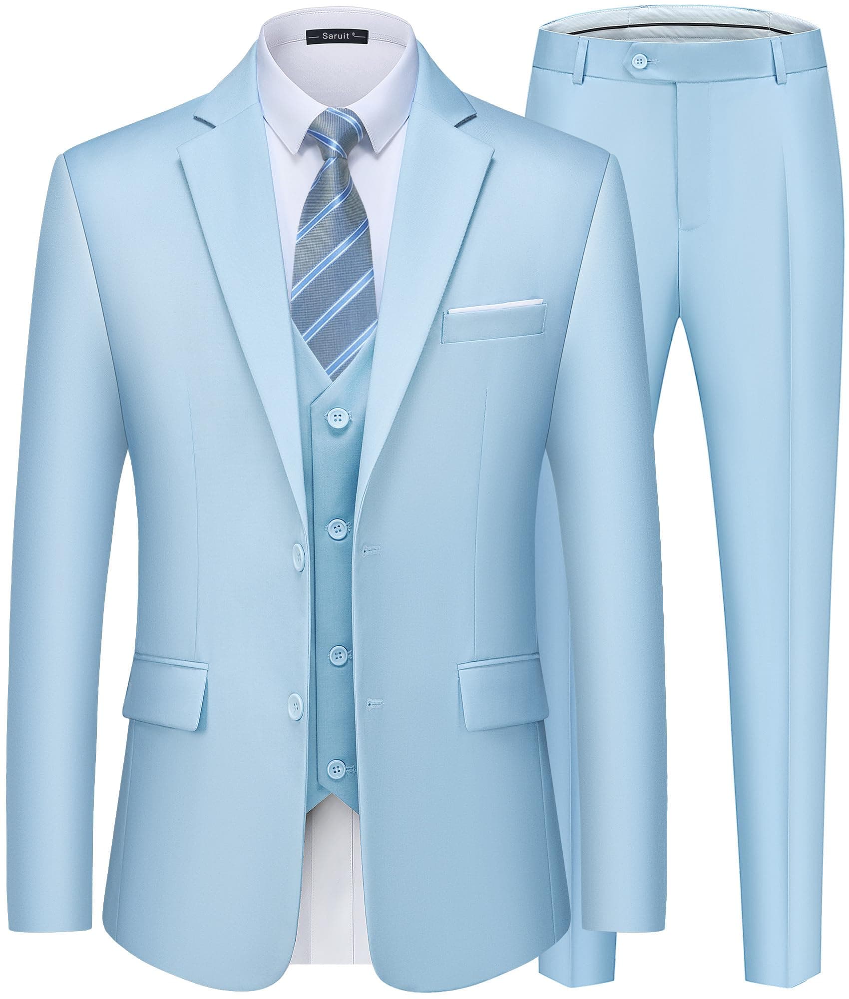 Saruit Men'sSlim Fit Tuxedo Suit 3PC 2-Button Prom Wedding Party