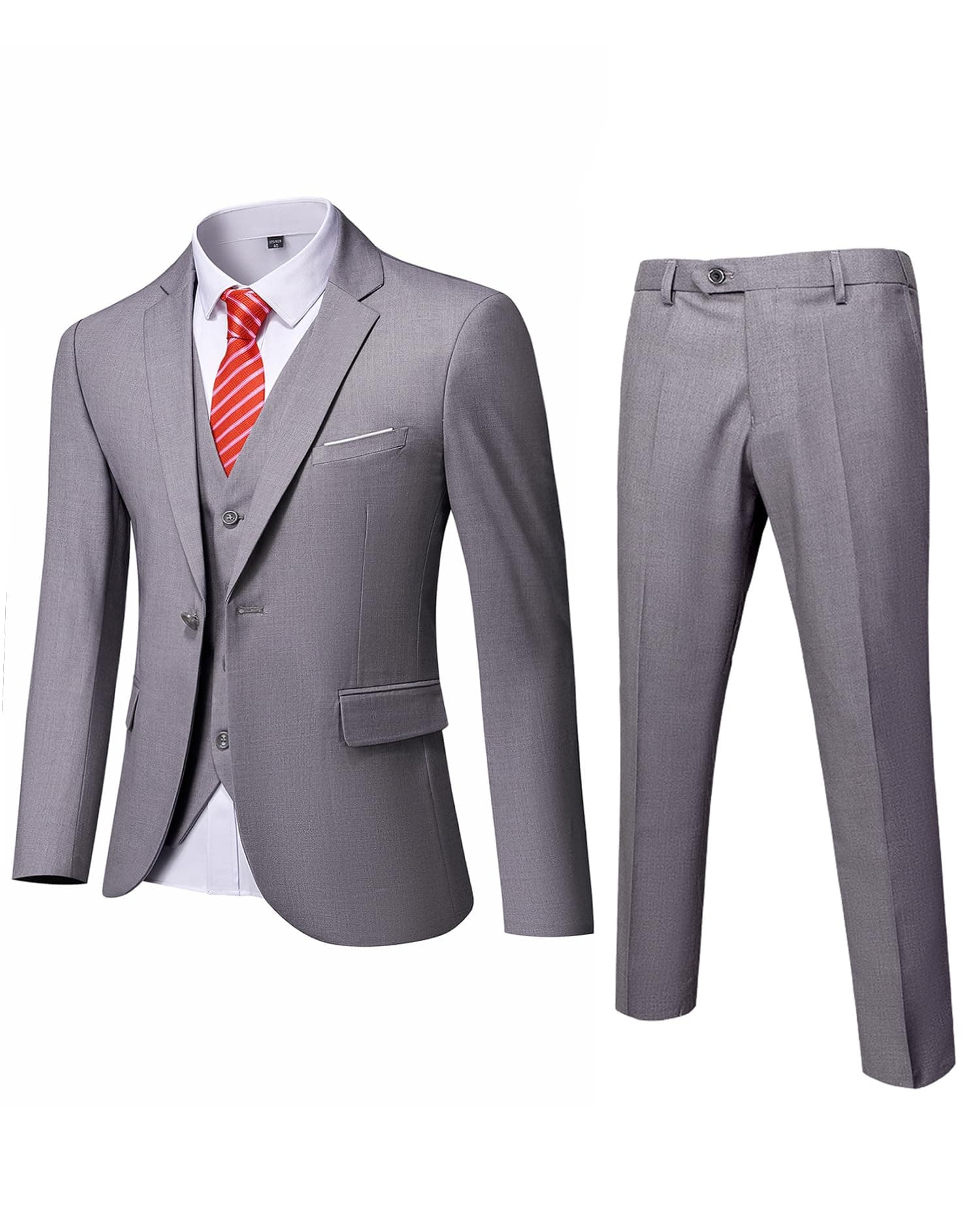 MrSure Men’s Slim Fit Tuxedo 3-Piece Suit_Blazer_Vest_Pants_Tie Party_Wedding_Business