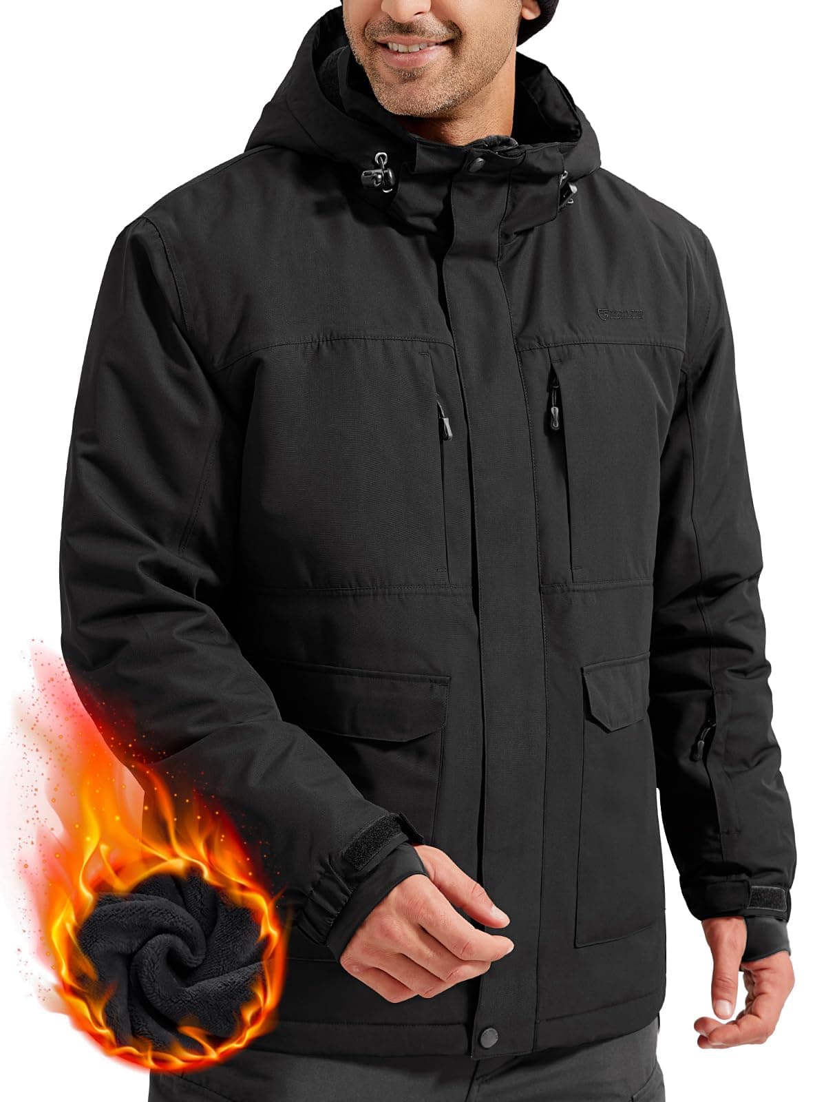 Men's Waterproof Ski Jacket with Hood