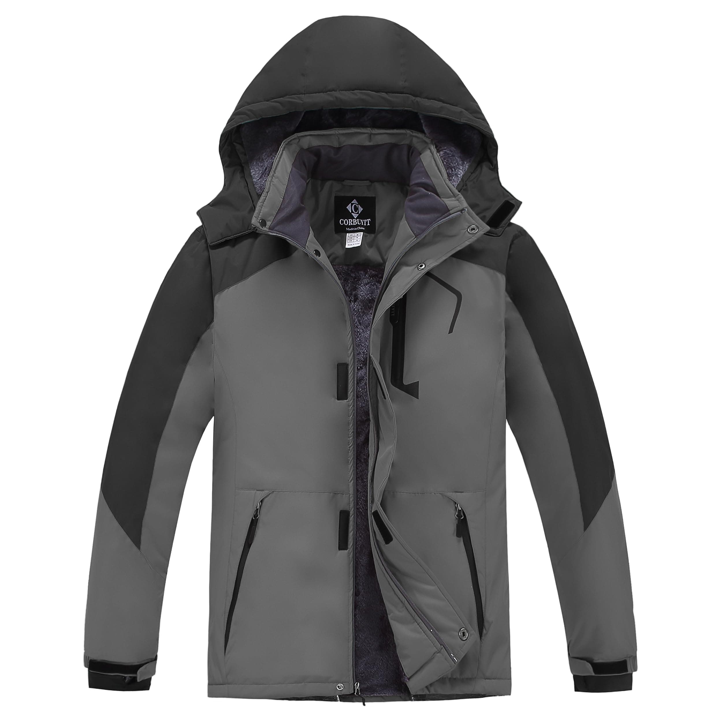CorBuyit Men's Waterproof Ski & Snowboard Jacket with Fleece Lining