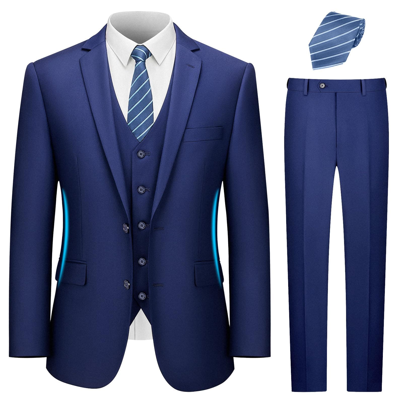Men's Slim Fit 3-Piece Suit Set for Business and Wedding