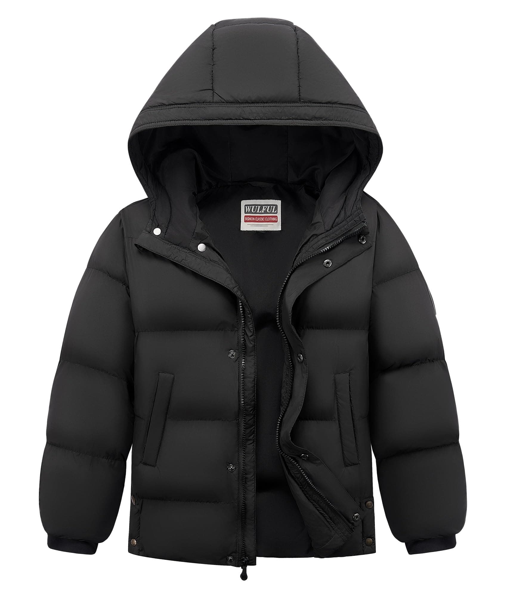 Boys Winter Hooded Puffer Jacket for Outdoor - Simplified English