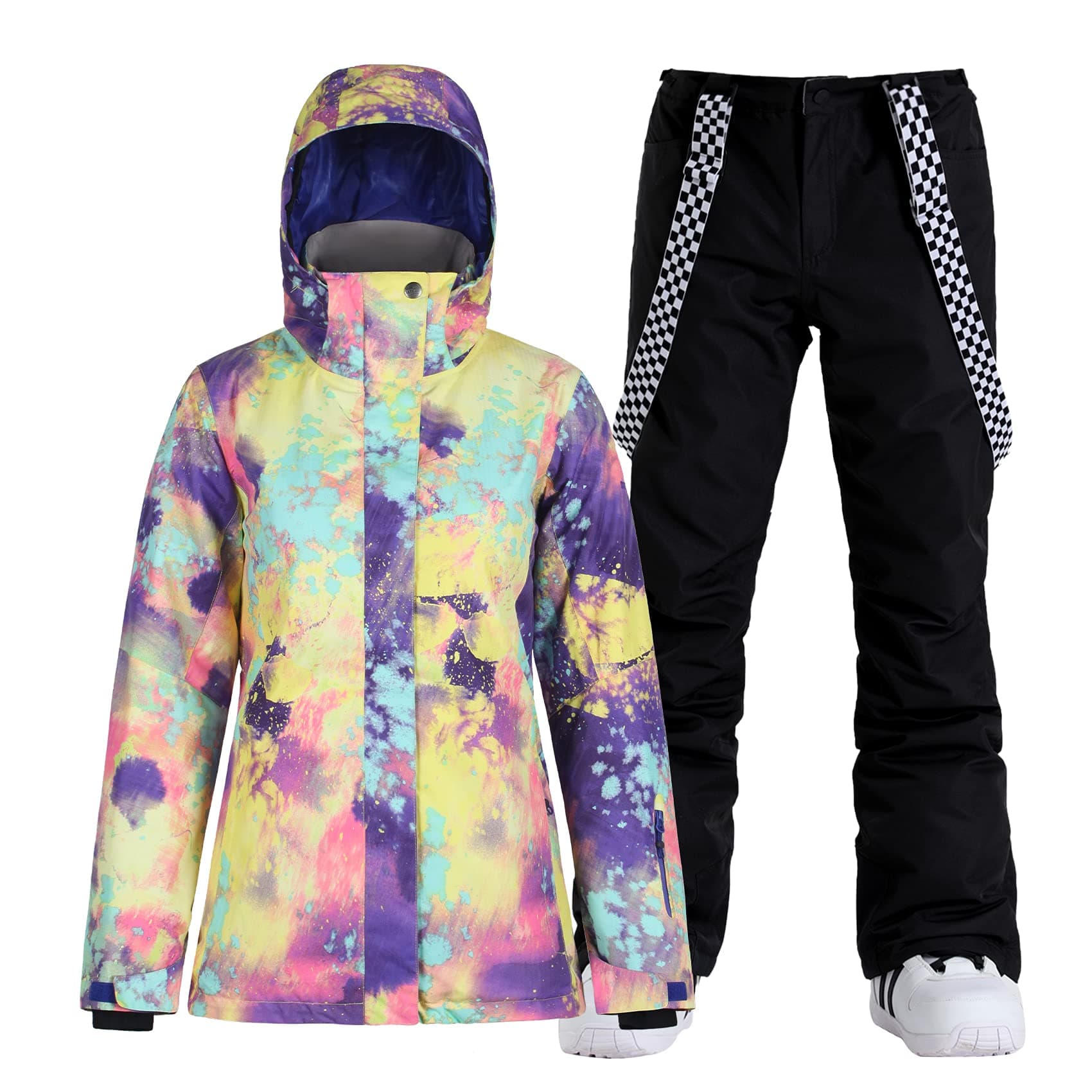 GSOU Women's Waterproof Snowsuit Ski Jacket and Pants Insulated Warm Winter Snowboarding