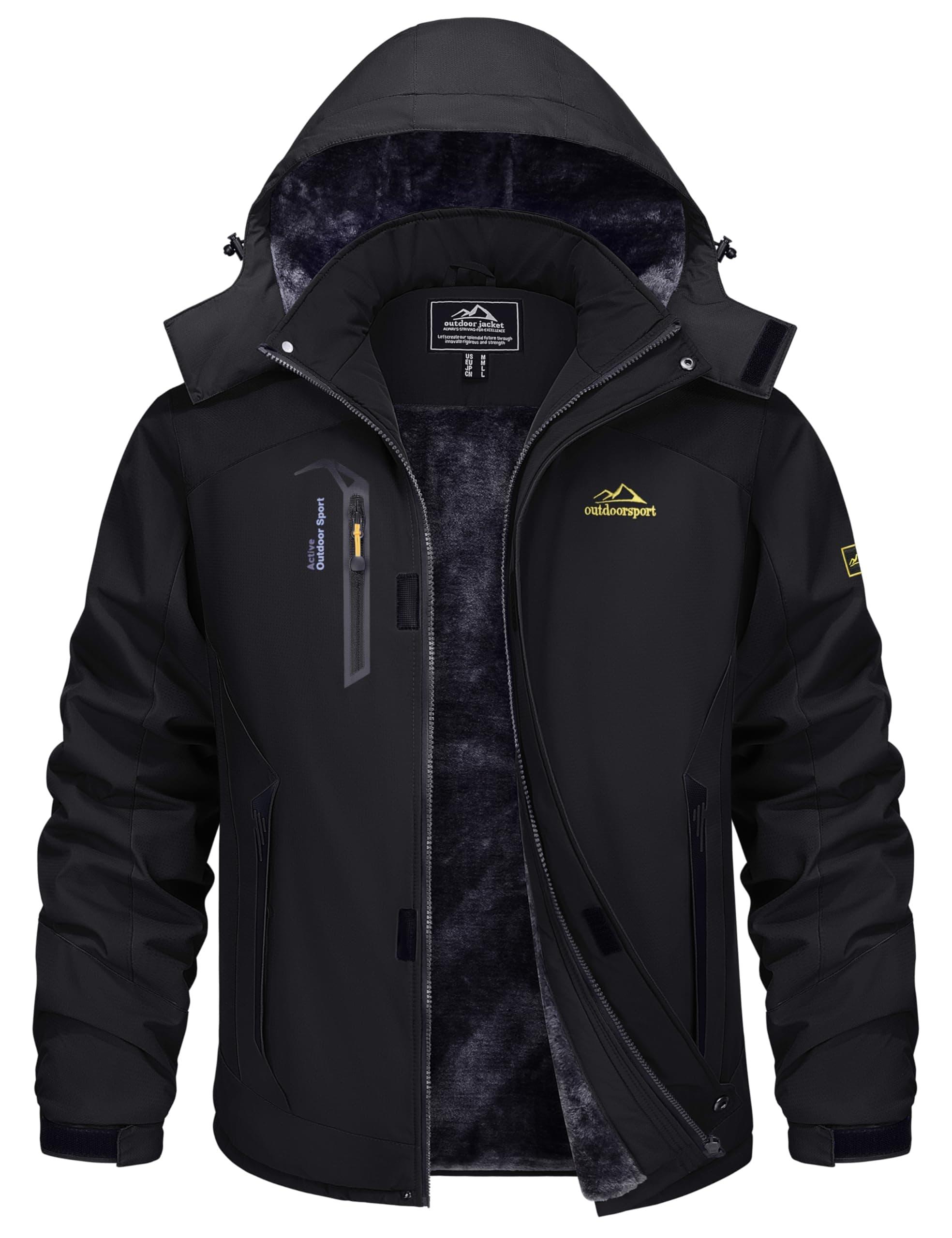 TACVASEN Men's Water-Resistant Winter Snow Ski Fleece Jacket Coat