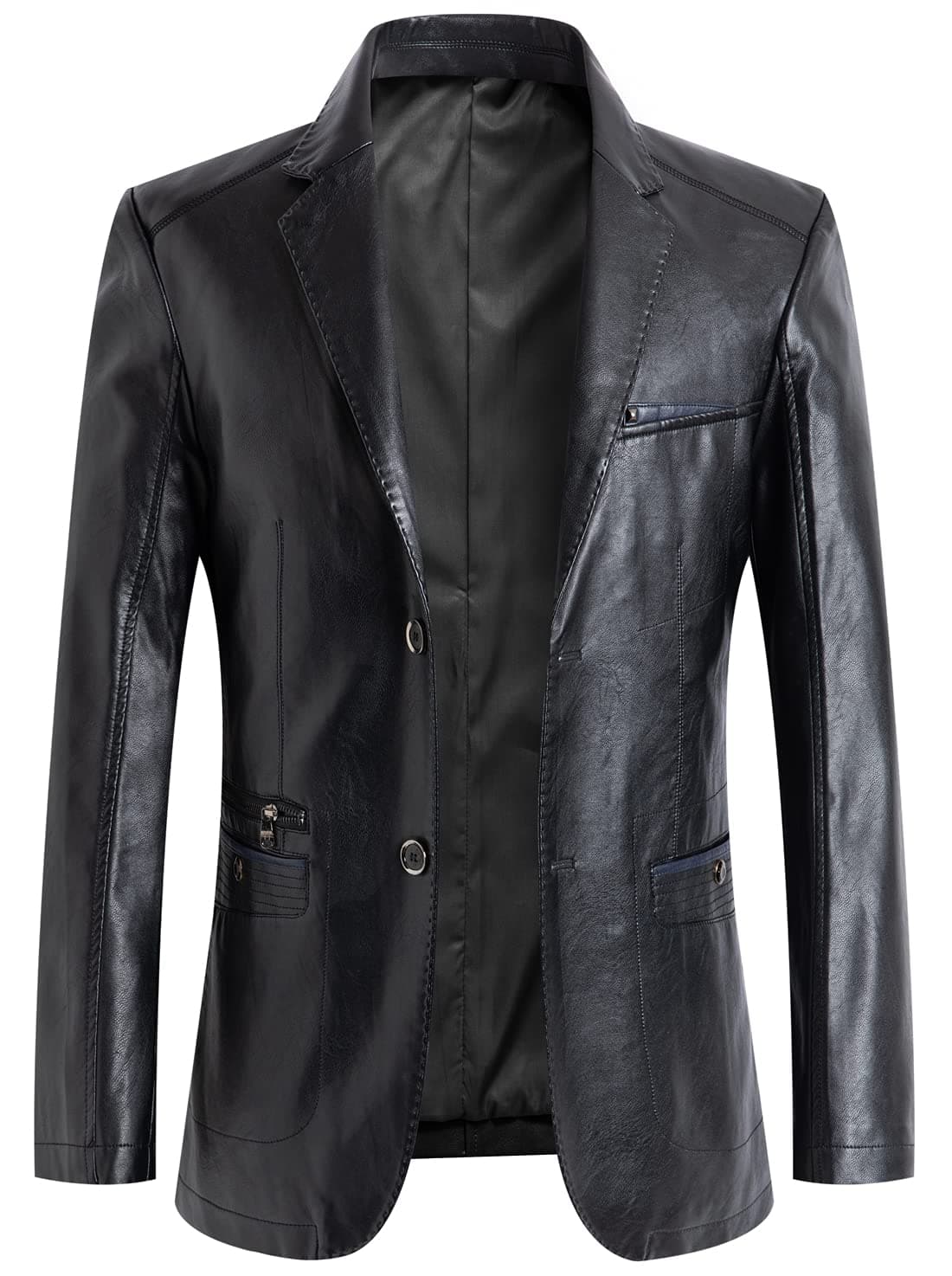Chou Yakou Men's Slim Fit Notched Collar Moto Blazer Jacket