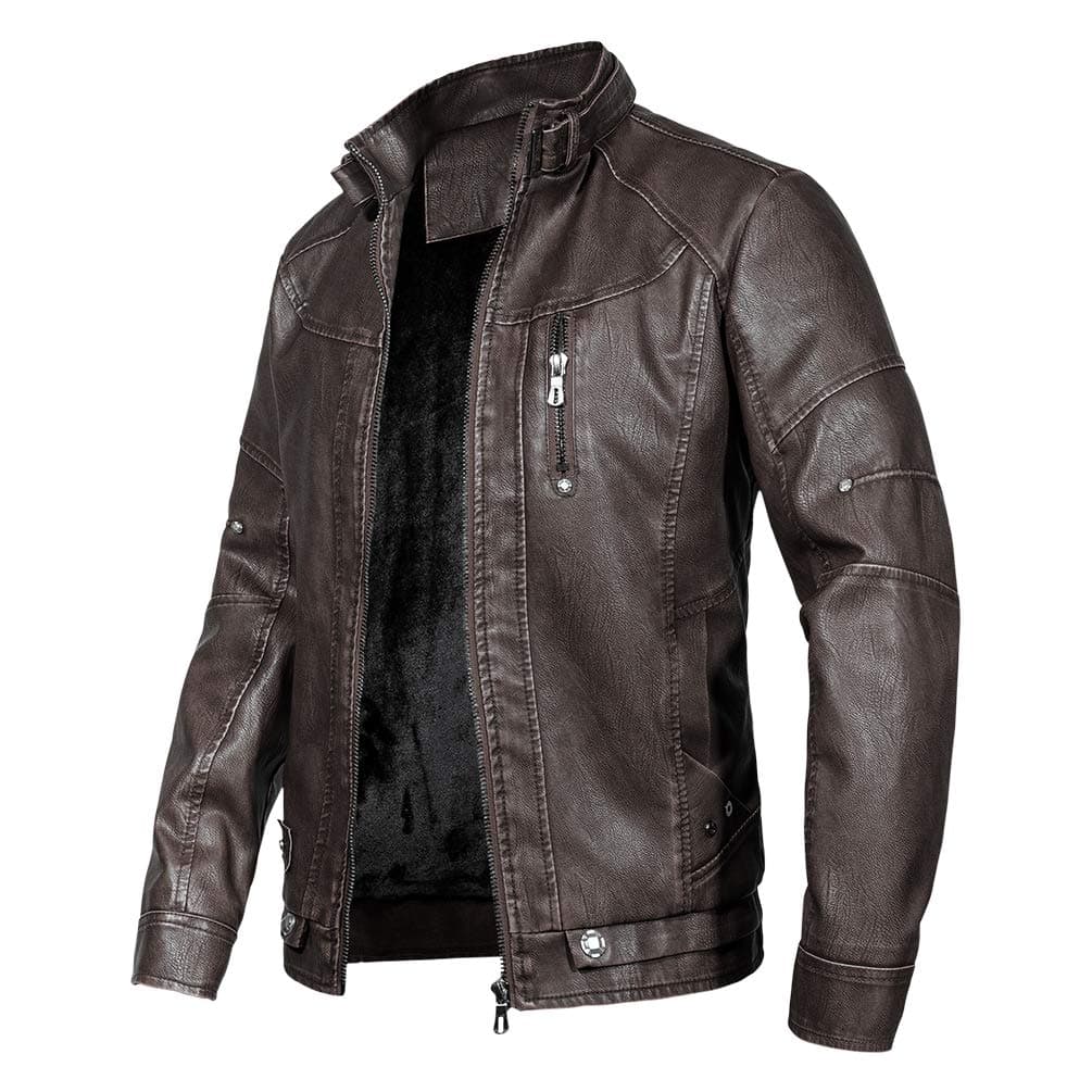 WULFUL Men's Vintage Leather Motorcycle Jacket