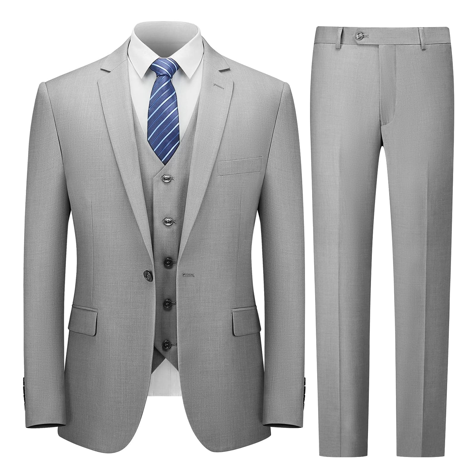 Cooper & Nelson Men's Slim Fit 3-Piece Tuxedo Set Jacket & Pants with Tie