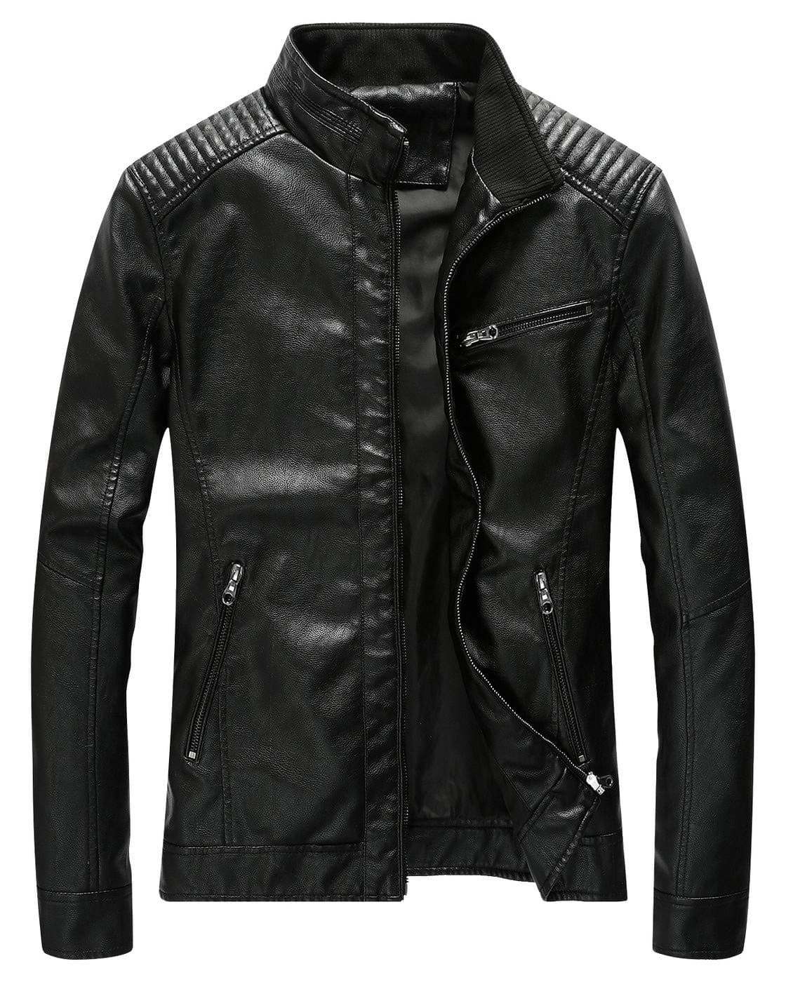 Men's Black Slim Fit Leather Motorcycle Jacket