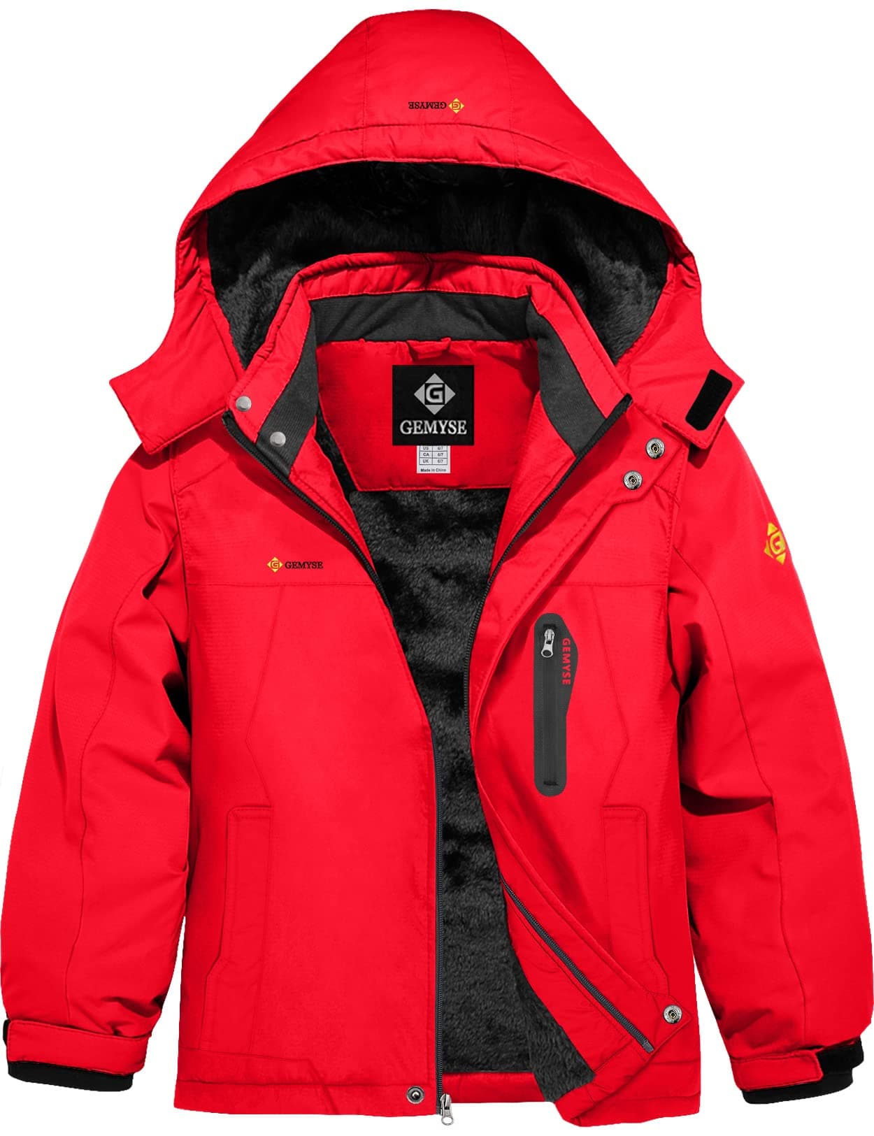 GEMYSE Boy's Waterproof Winter Snow Jacket with Hood and Fleece Liner