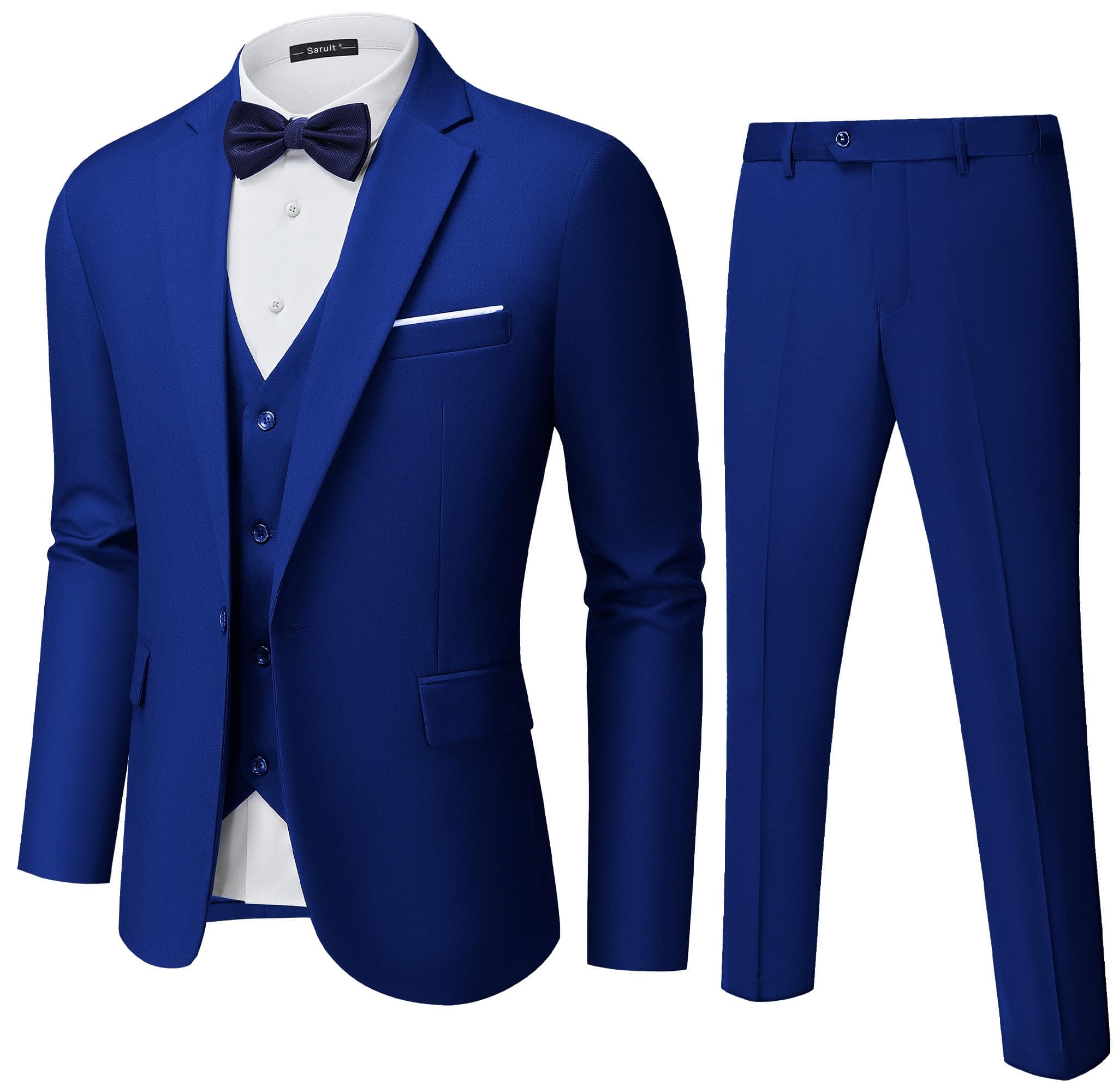 Saruit Men's Slim Fit 3-Piece Tuxedo Set for Prom and Weddings