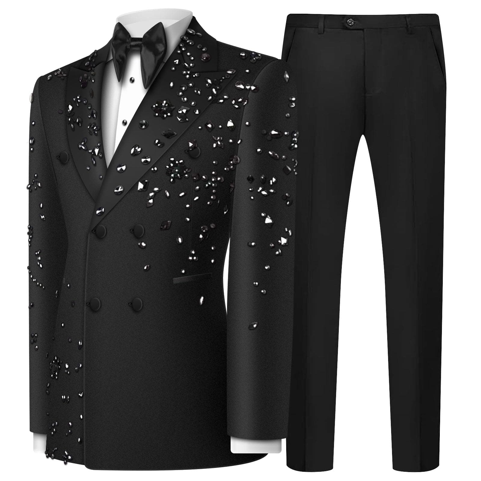 Olibexley Men's Slim Fit Double Breasted Tuxedo Suit Set