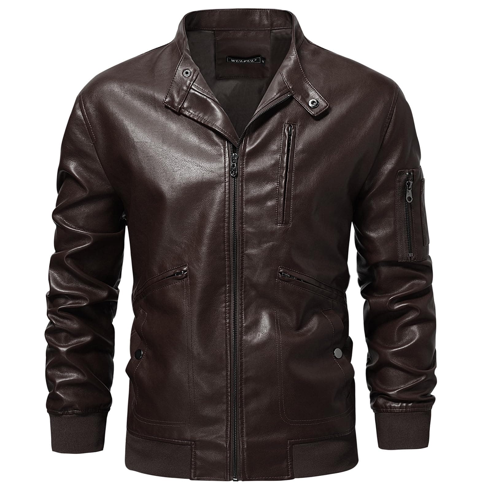 Men's Faux Leather Lightweight Bomber Jacket