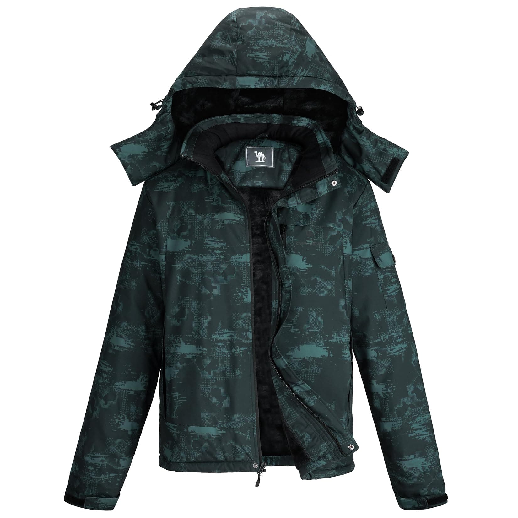 CAMEL CROWN Men's Winter Waterproof Ski Jacket with Fleece Lining