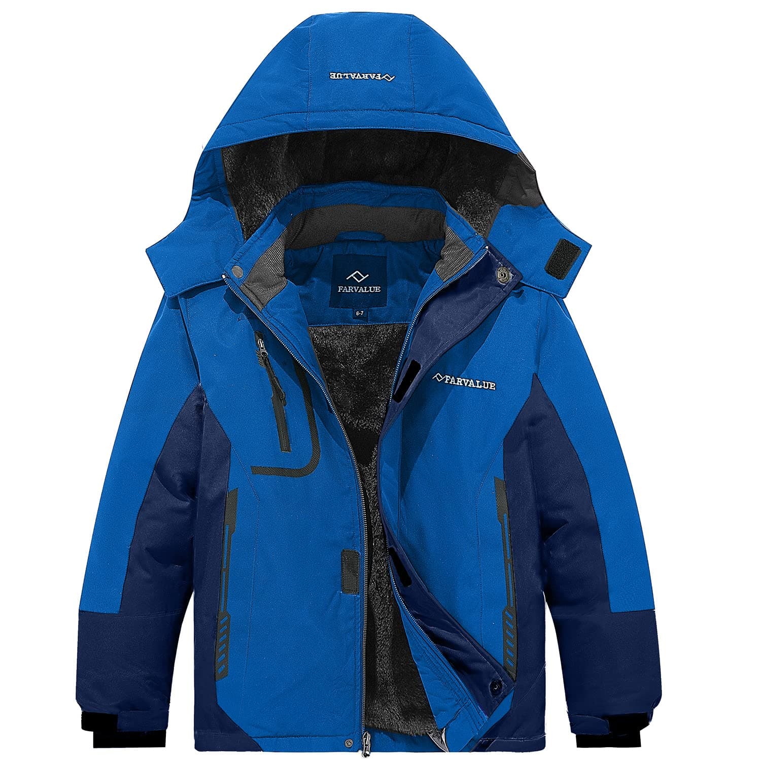 FARVALUE Boys' Waterproof Winter Ski Jacket with Removable Hood