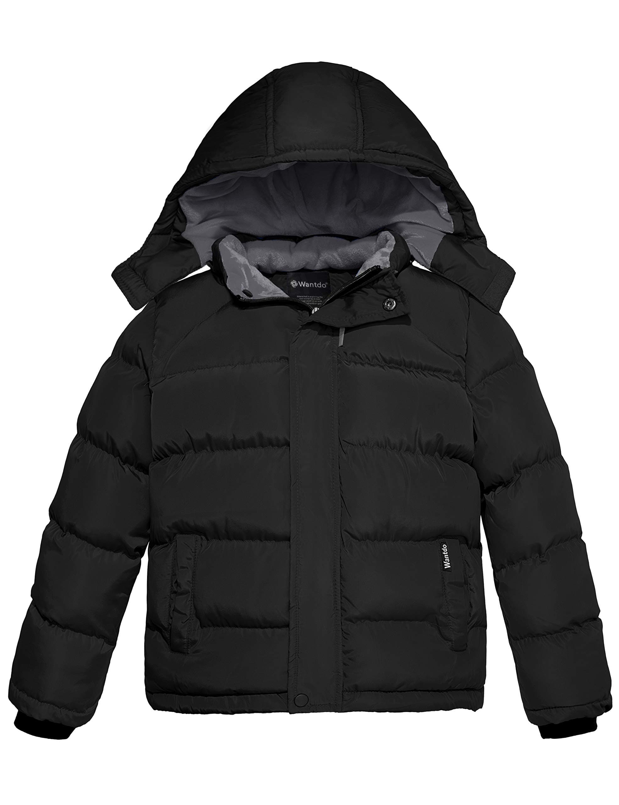Wantdo Boys' Fleece Waterproof Winter Puffer Jacket with Hood