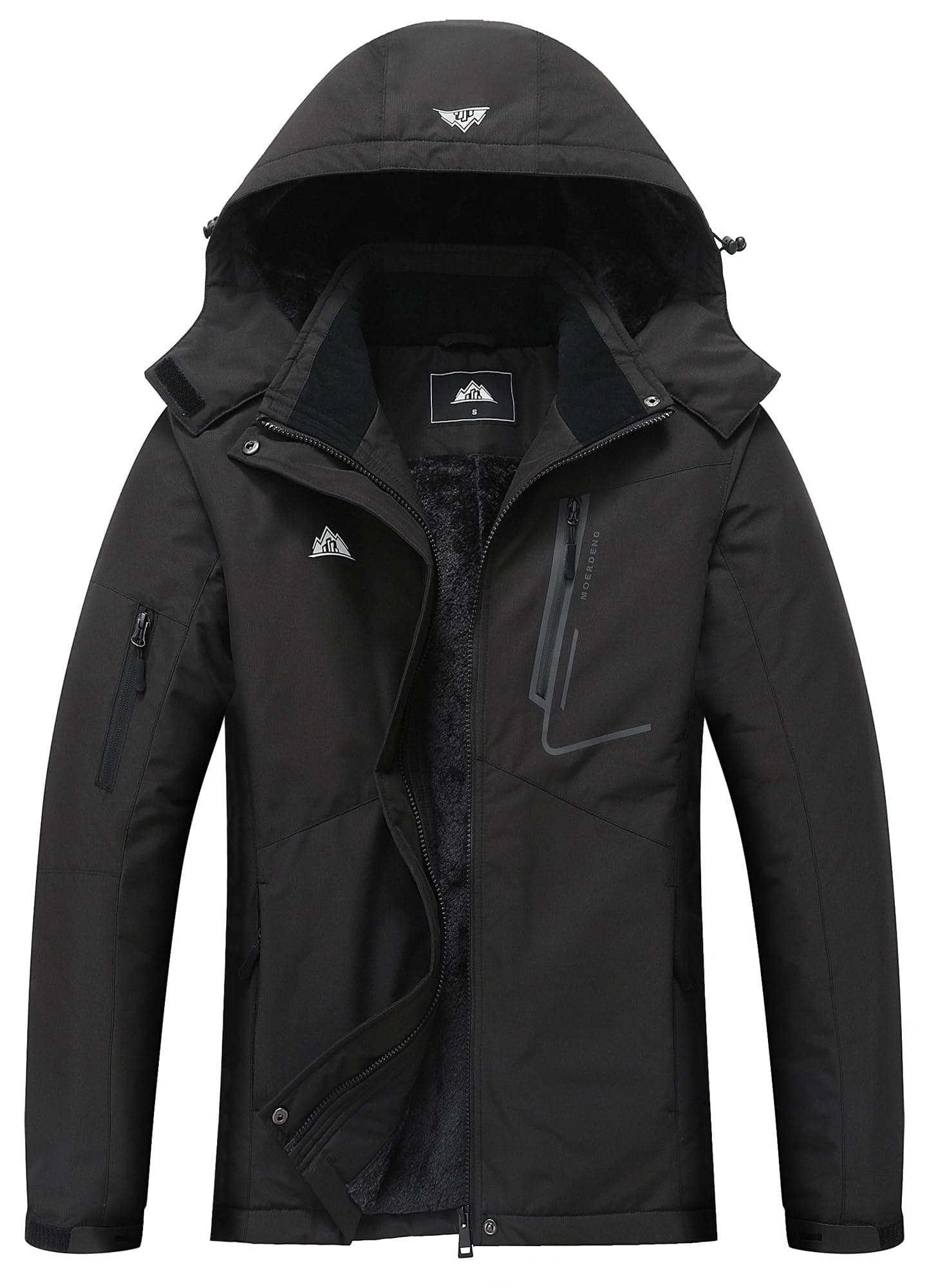 MOERDENG Women's Warm Waterproof Ski Coat with Hood