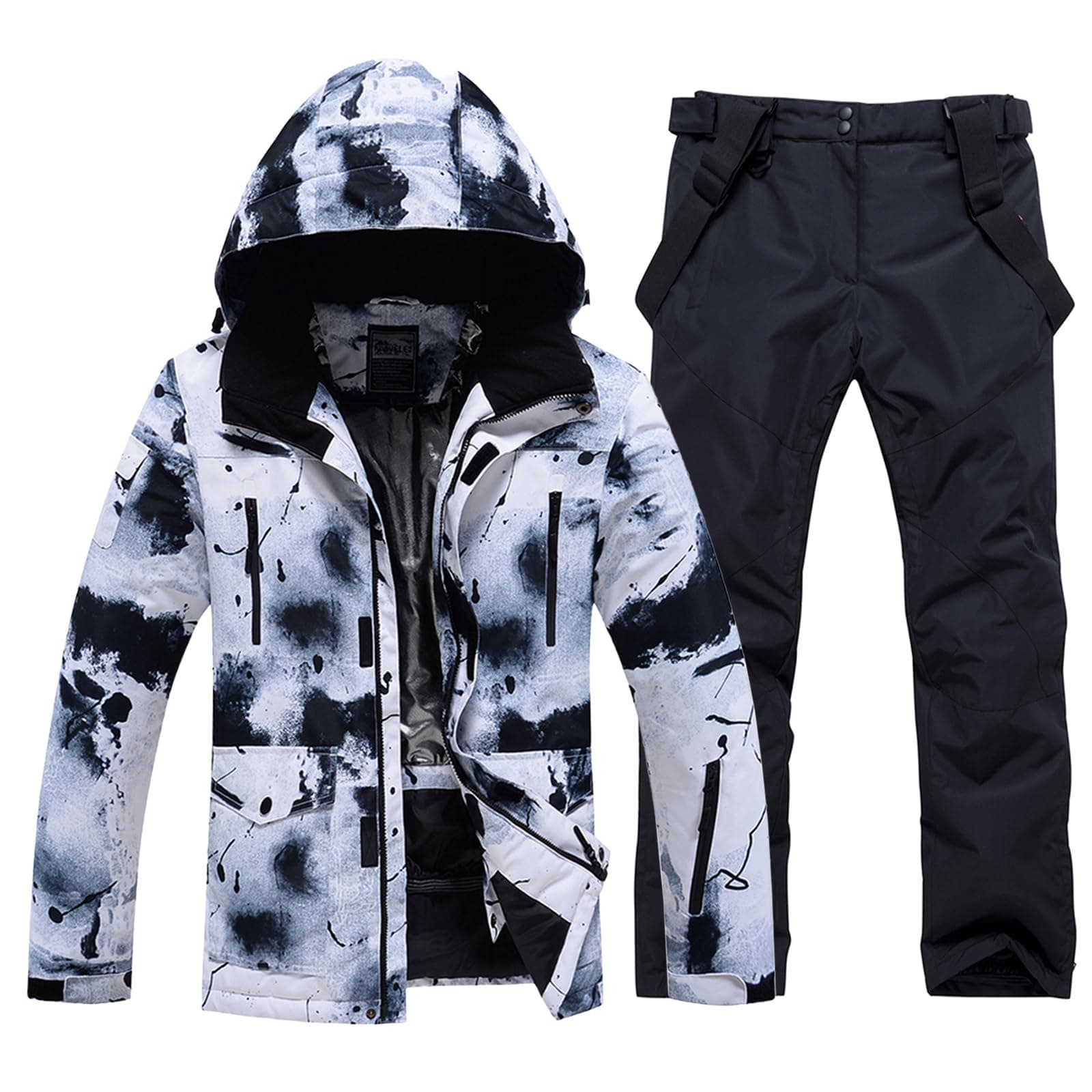 RIUIYELE Men's Insulated Waterproof Ski Suit Winter Skiing Snowboard Jacket Pants Set