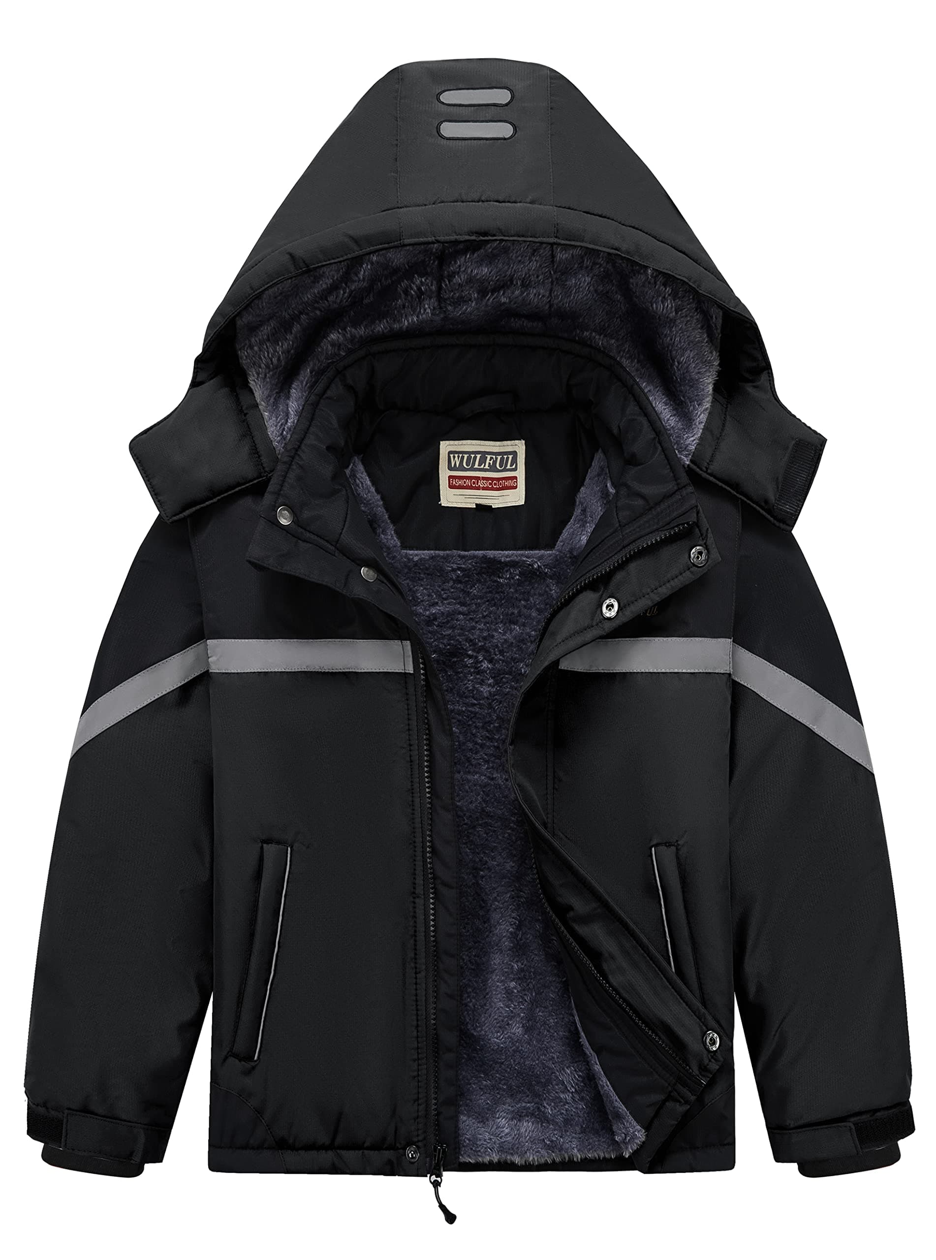 WULFUL Boy's Waterproof Winter Ski Coat with Hood