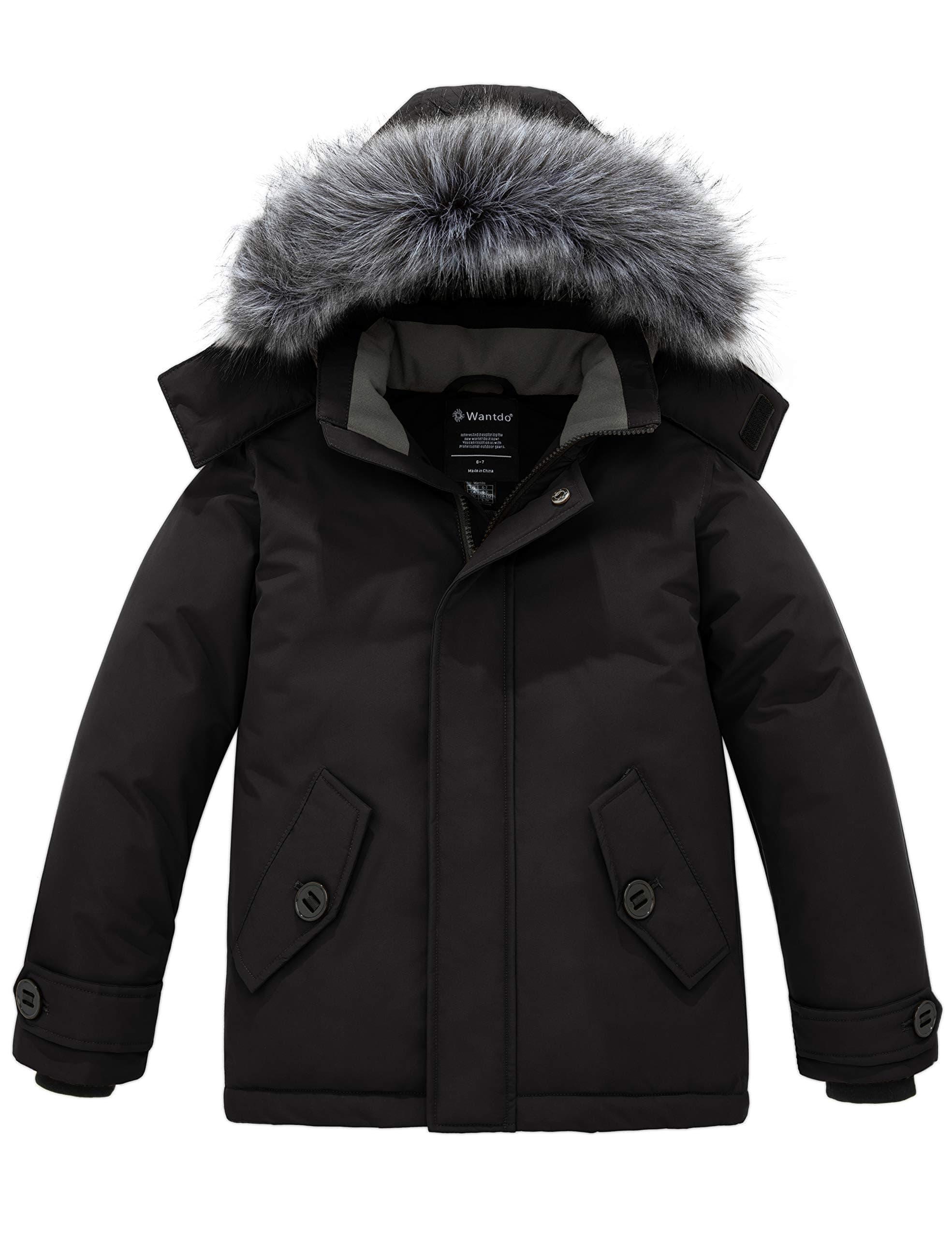Wantdo Boys' Winter Waterproof Puffer Jacket with Hood & Fleecy Lining