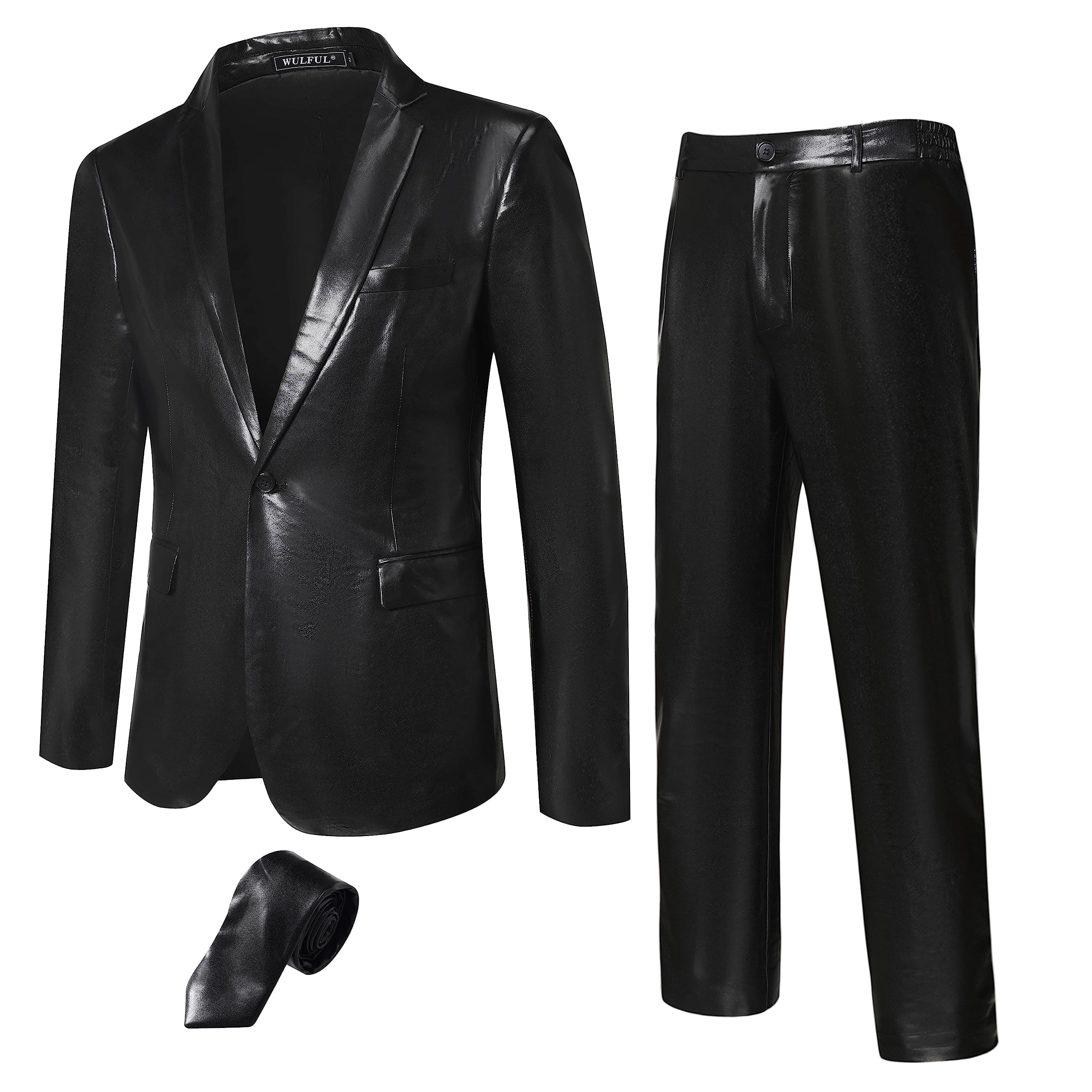 WULFUL Men's 70s Disco Outfit Sequin Jacket & Pants for Halloween Party