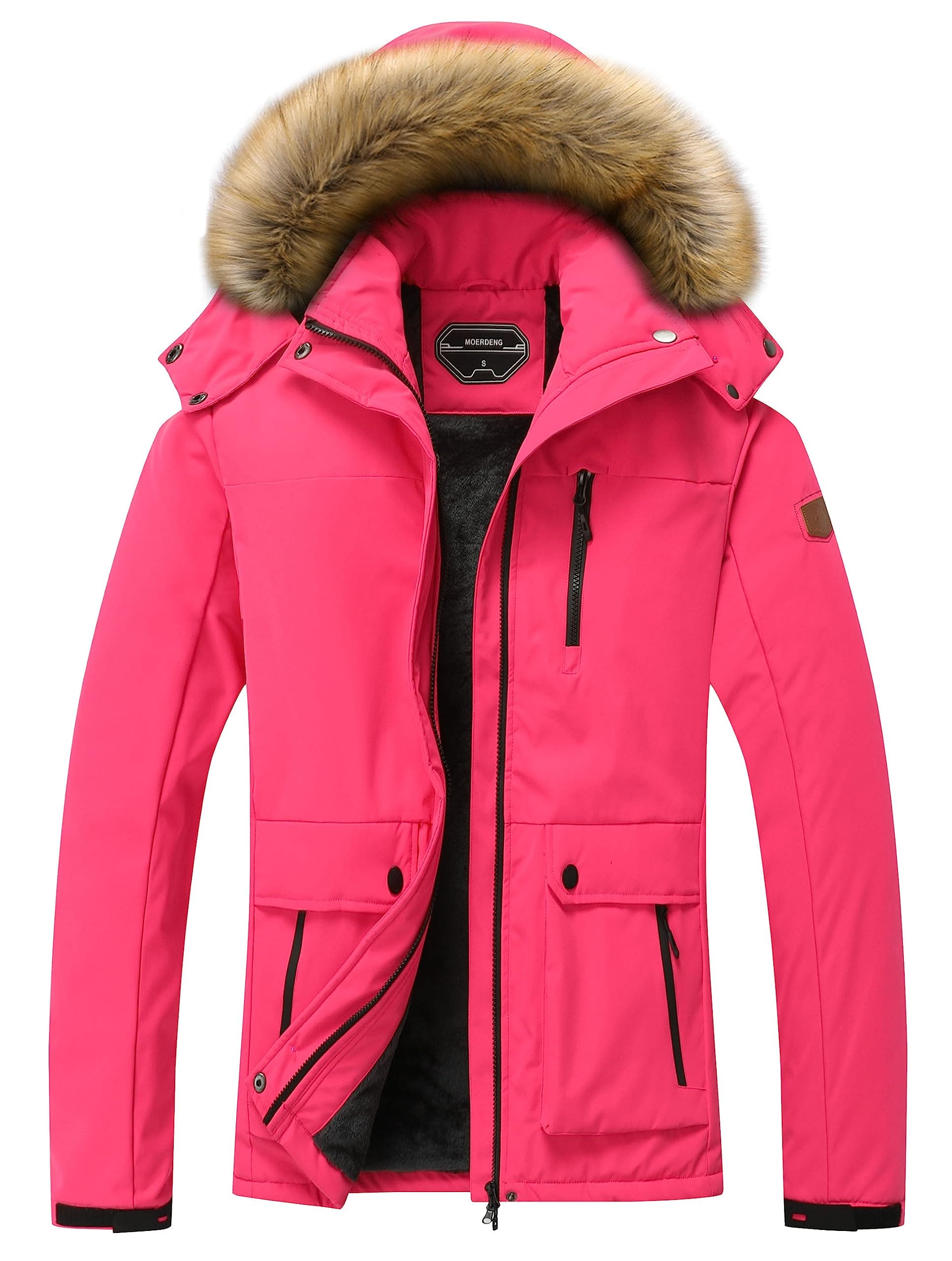 MOERDENG Women's Waterproof Winter Hooded Ski Jacket