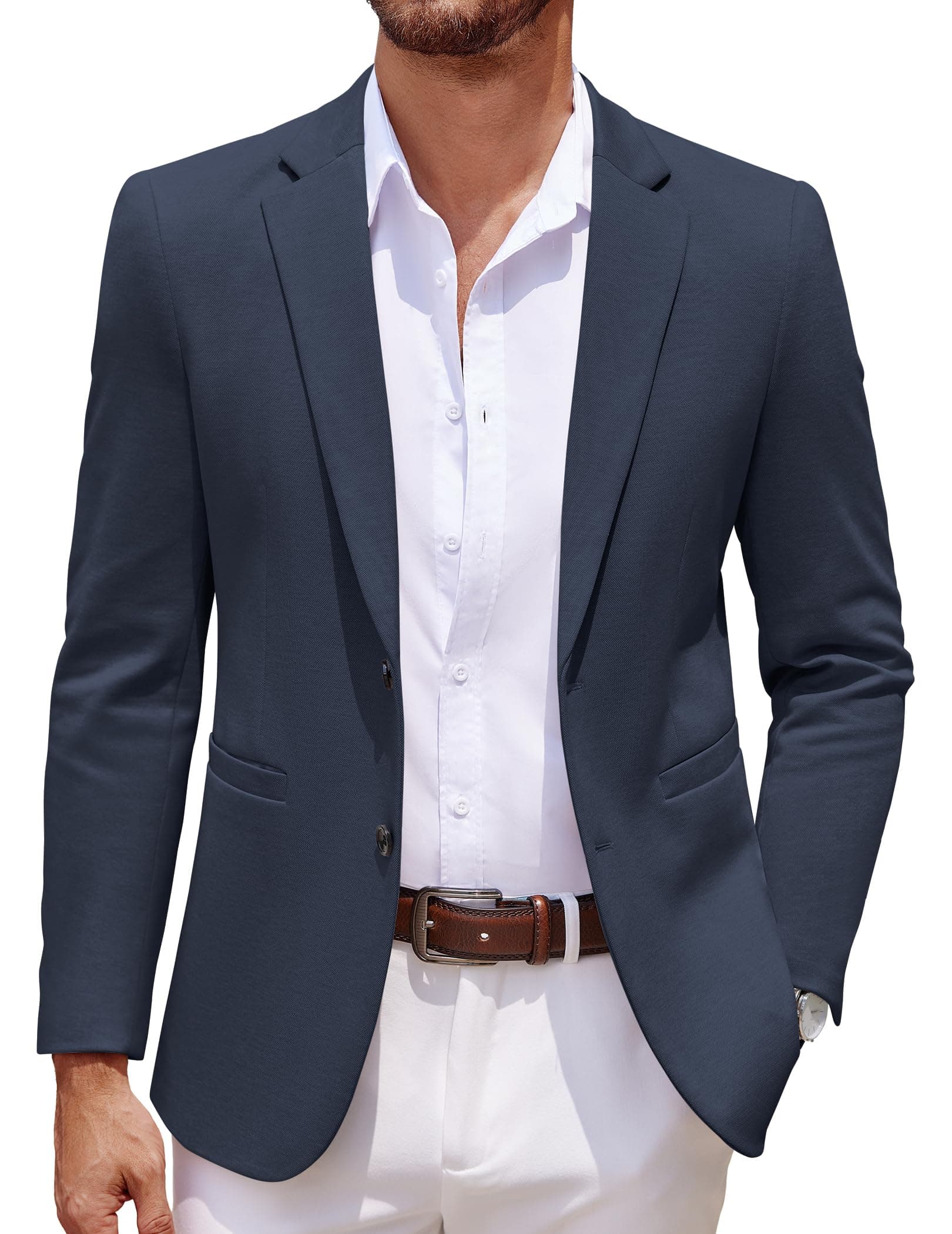 COOFANDY Men's Casual Two-Button Knit Blazer Lightweight Sport Coat Suit Jacket