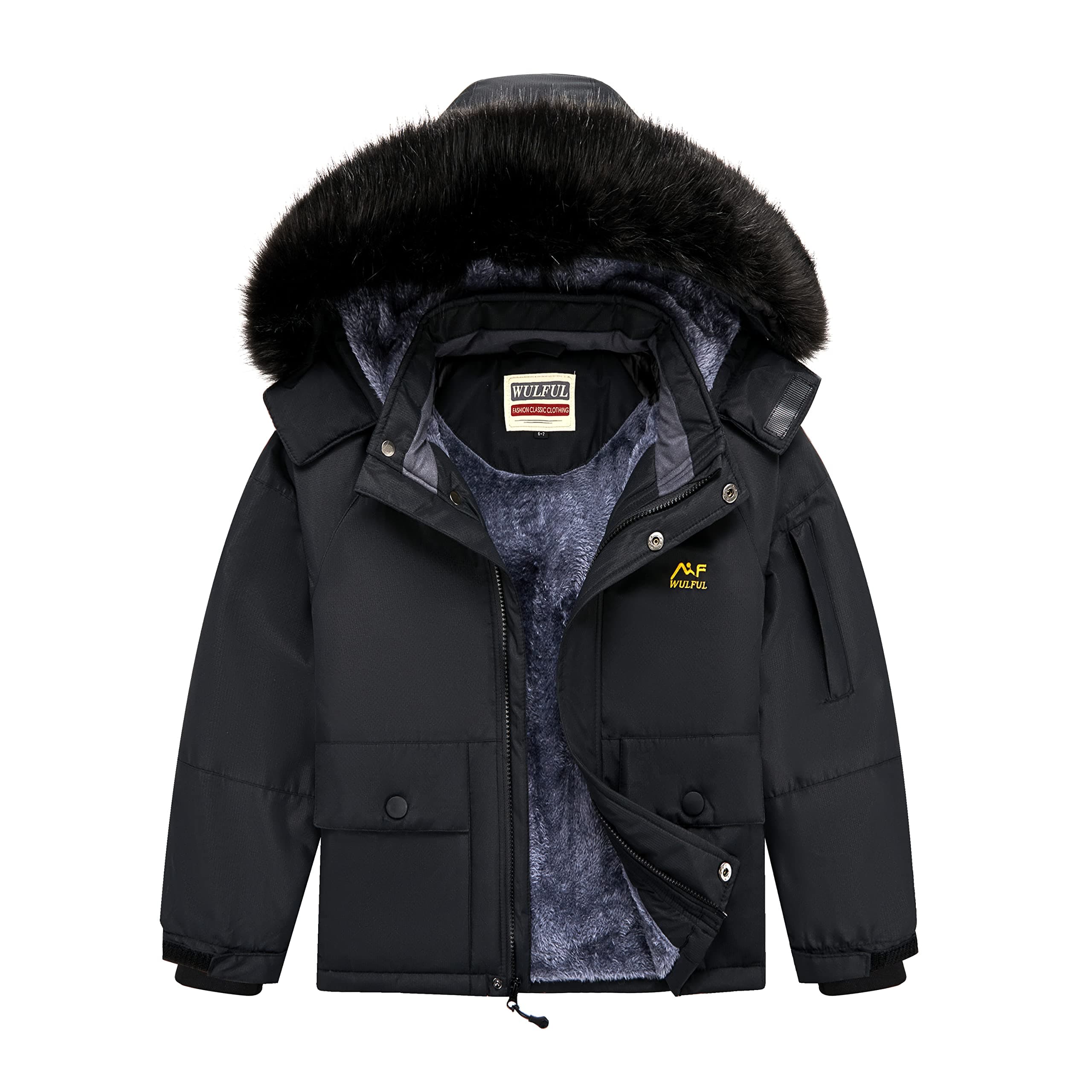 WULFUL Boy's Winter Ski Jacket with Hood