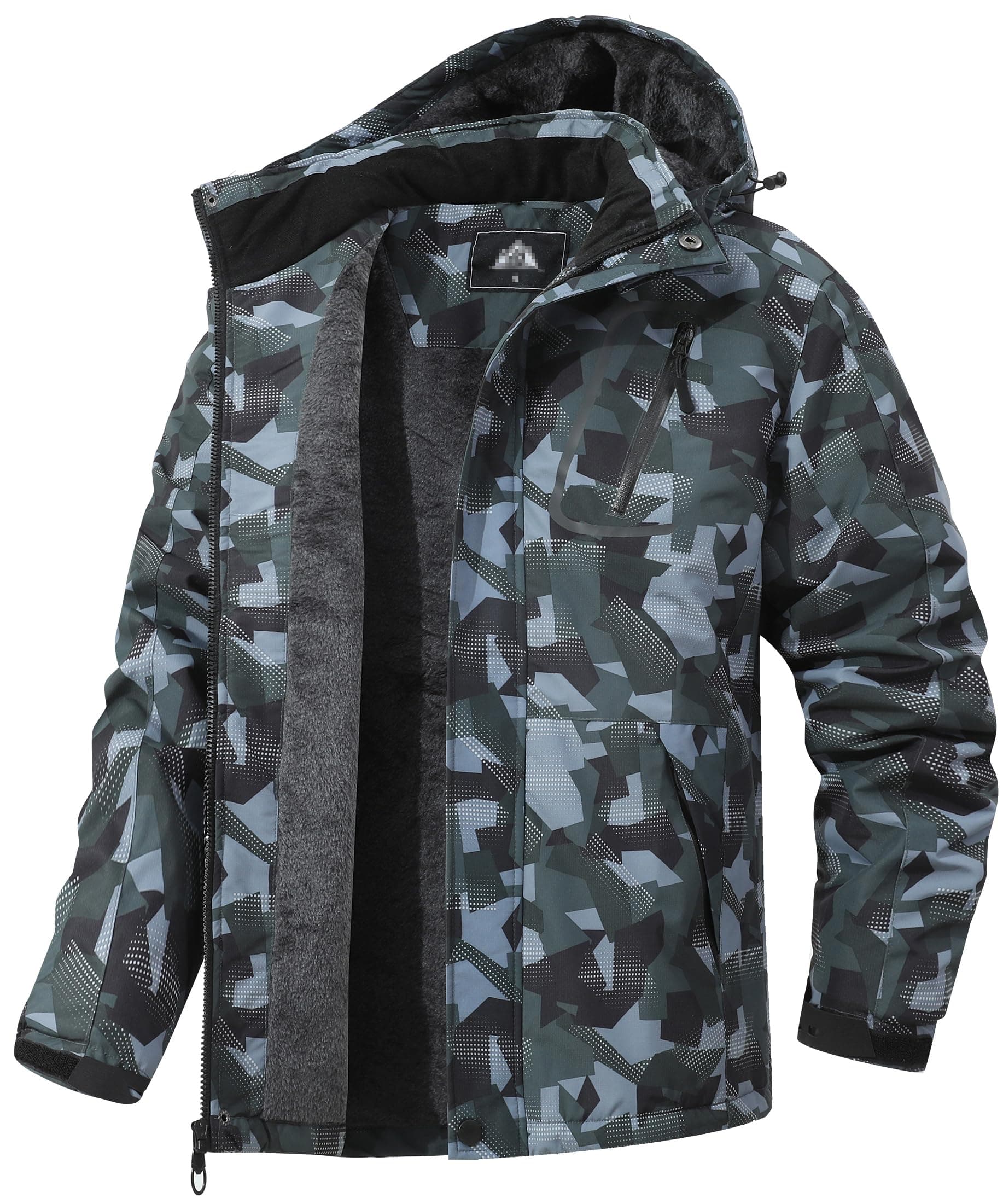 Maoyssen Men's Winter Ski Jacket - Warm Fleece, Hooded Waterproof