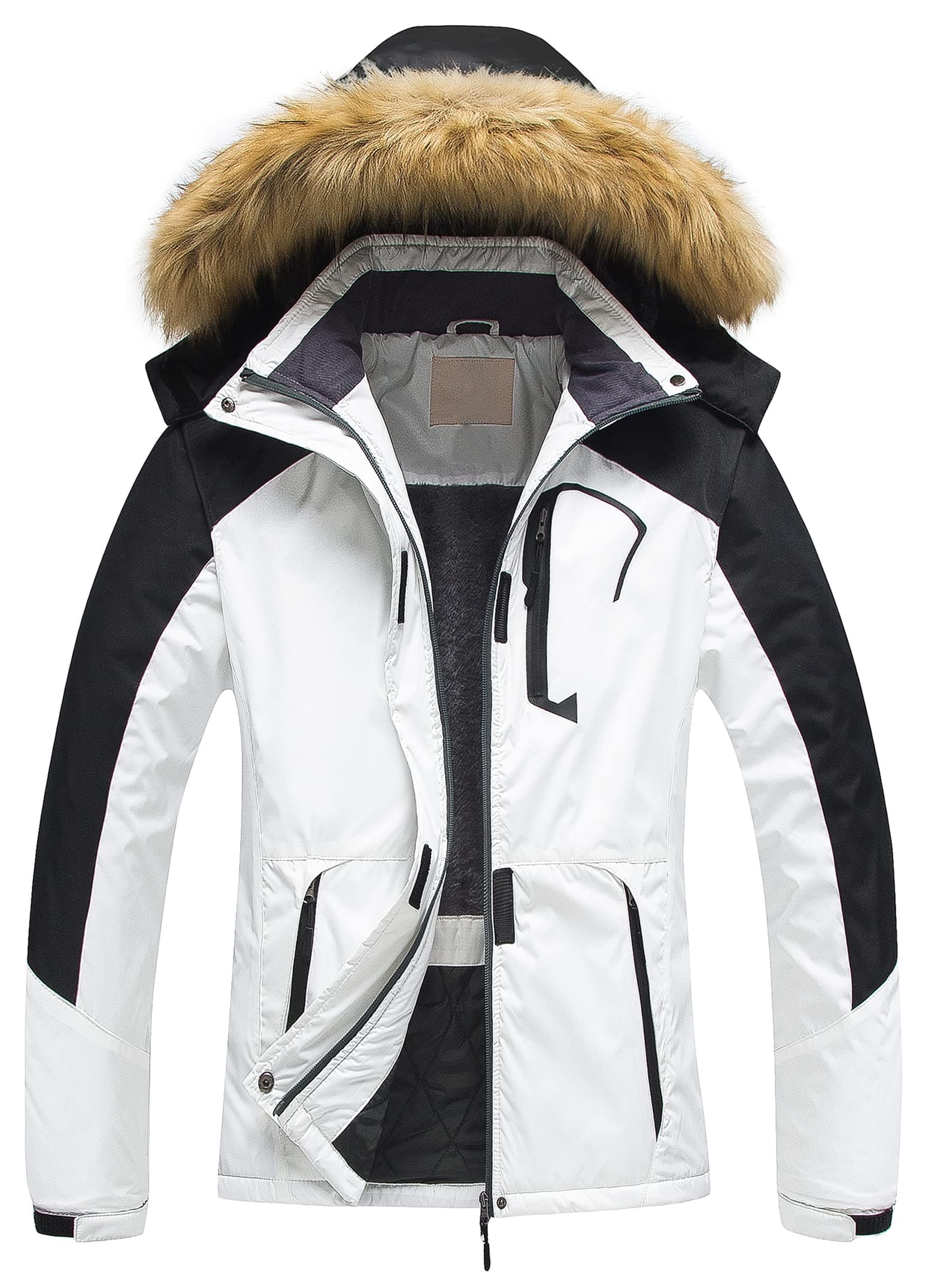 Pursky Women's Waterproof Winter Ski Jacket with Fur Hood