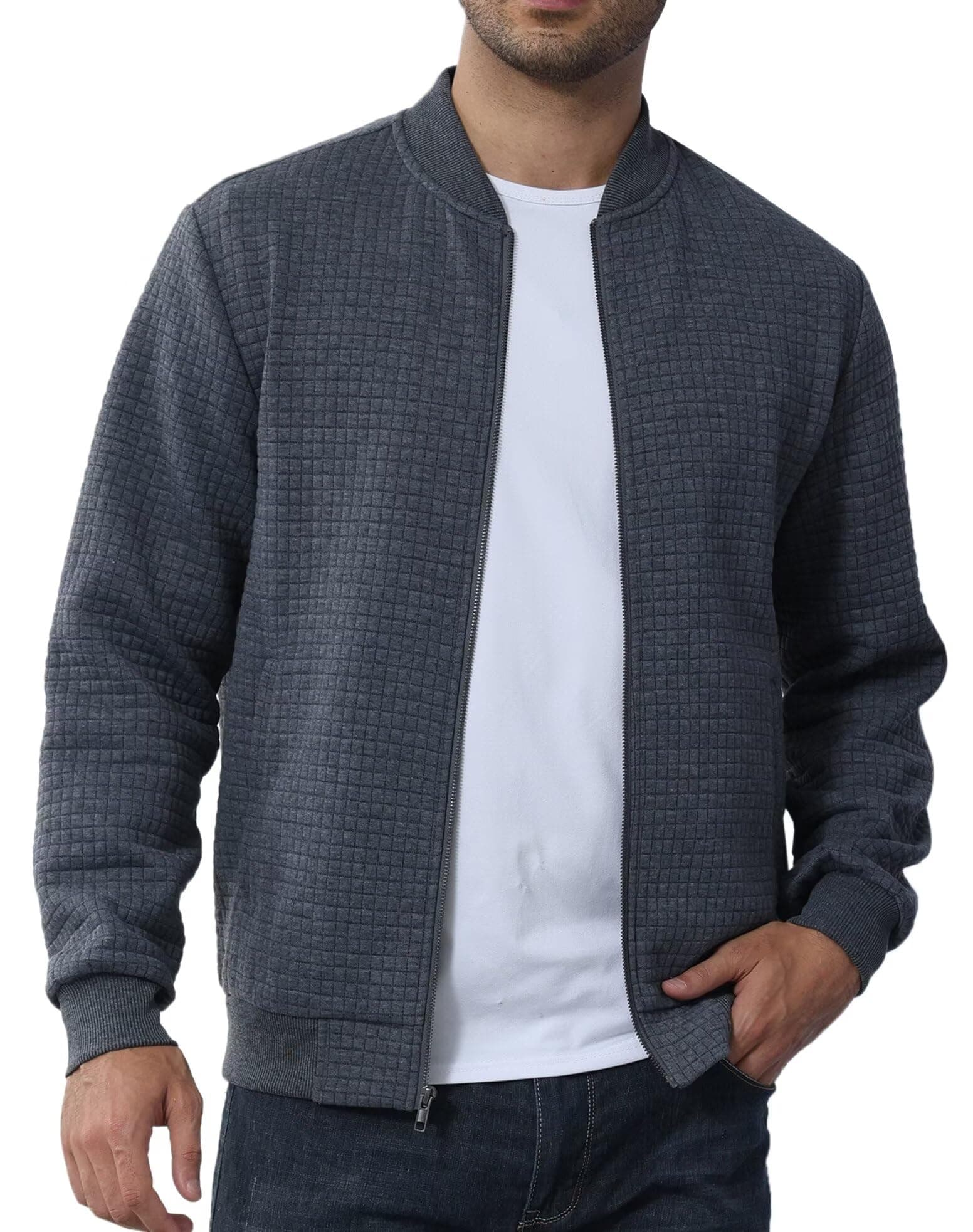 YuKaiChen Men's Lightweight Bomber Jacket with Zipper Pockets