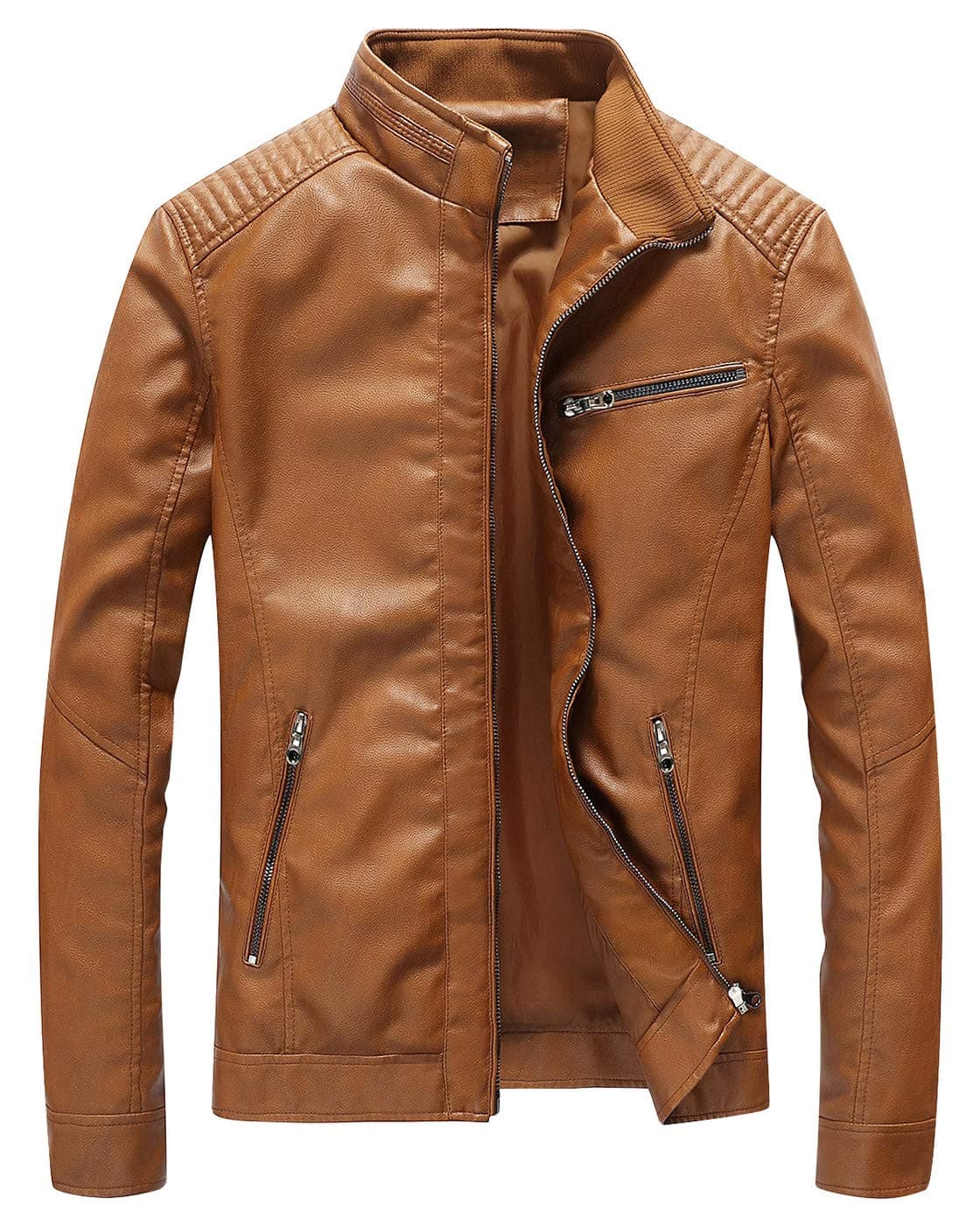 Black Men's Lightweight Leather Jacket for Motorcycling