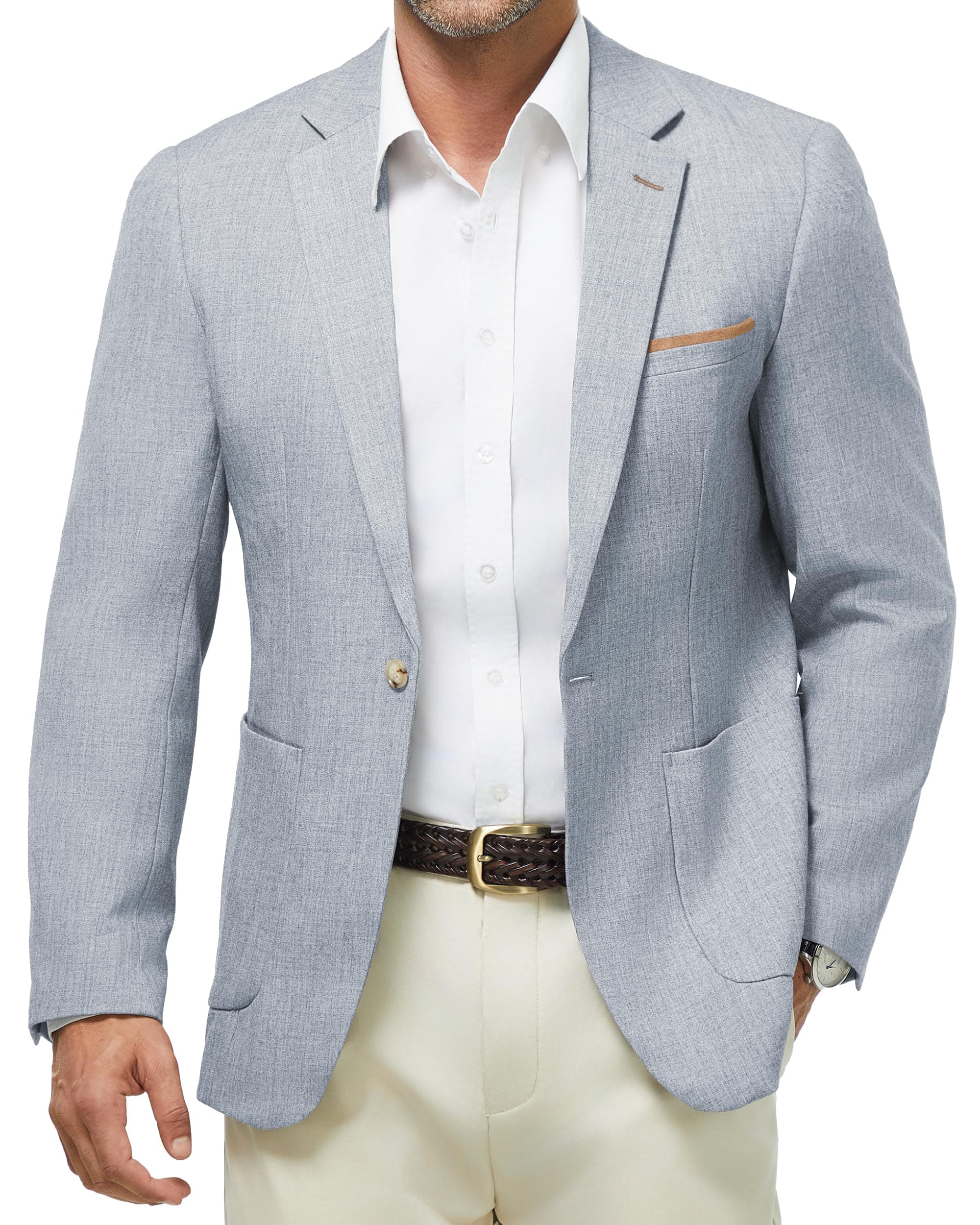 WULFUL Men's Regular Fit Linen Cotton Blazer with Pockets